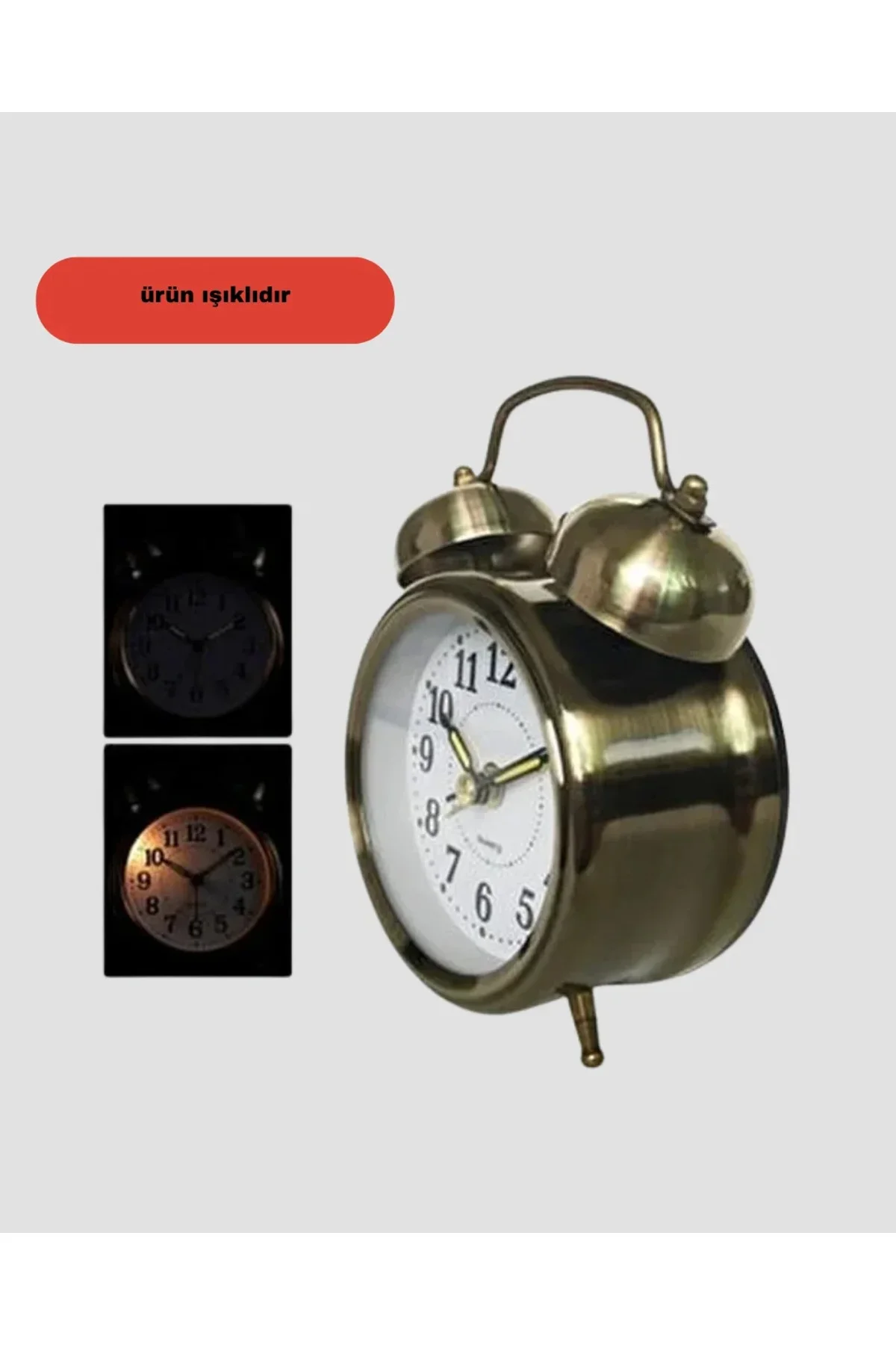 Metal Bronz Nostaljik Masa Saati Alarmlı Büyük Boy Sessiz Mekanizmalı Metal Bronz Nostaljik Masa Saati Alarmlı Büyük Boy Sessiz Mekanizmalı