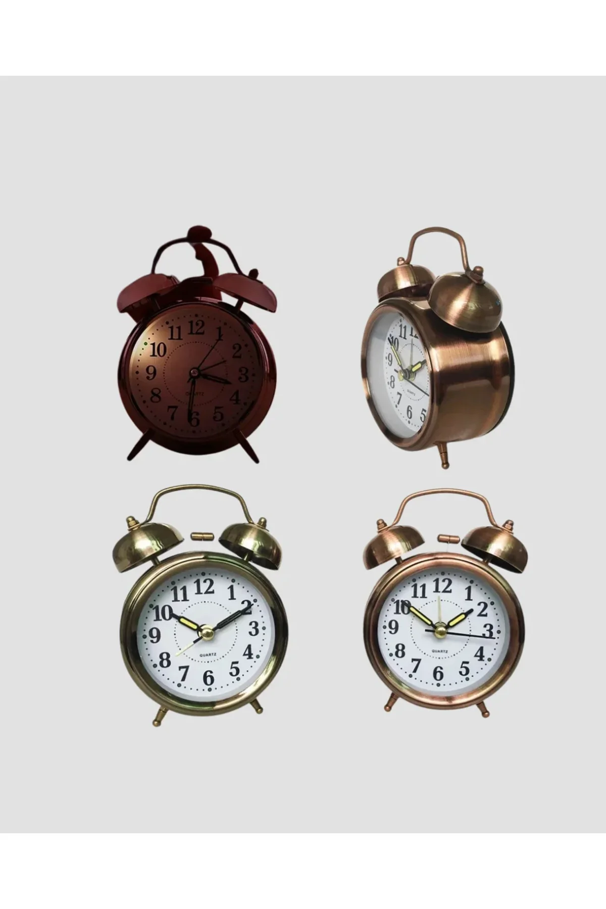 Metal Bronz Nostaljik Masa Saati Alarmlı Büyük Boy Sessiz Mekanizmalı Metal Bronz Nostaljik Masa Saati Alarmlı Büyük Boy Sessiz Mekanizmalı