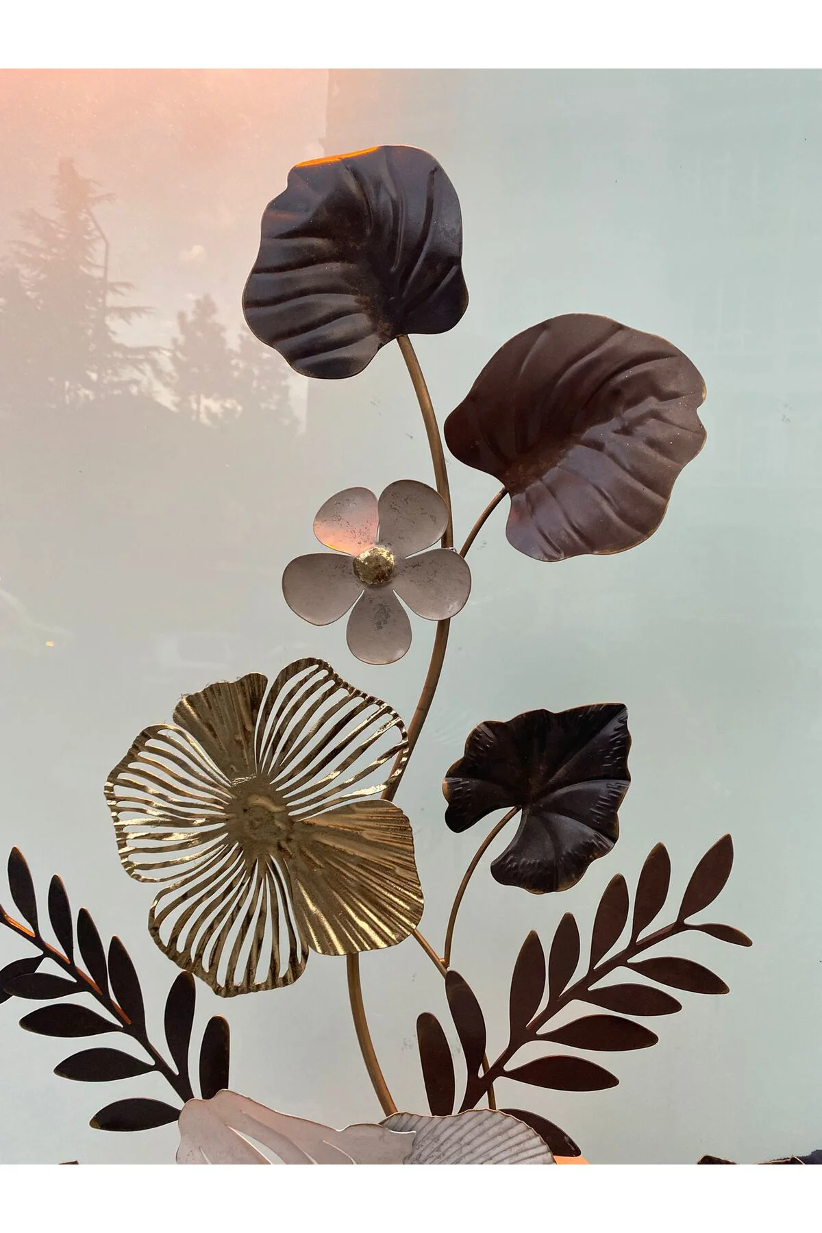 Metal Çiçek Duvar Dekoru 120*64 cm