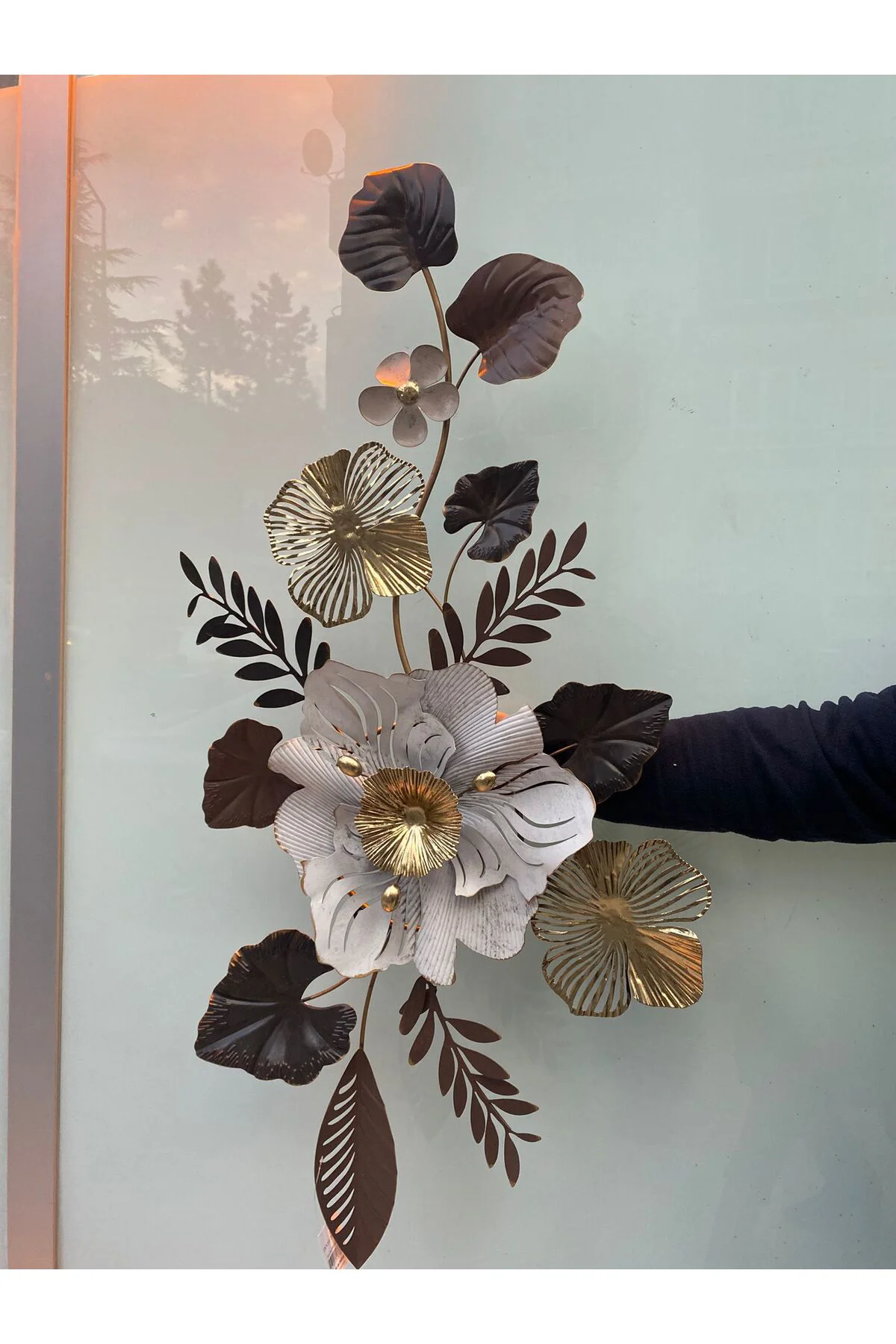 Metal Çiçek Duvar Dekoru 120*64 cm - Görsel 2