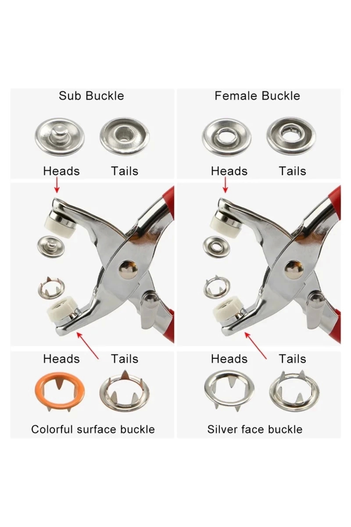 Home Metal Çıtçıtlı Düğme Pensesi Ve Düğmesi (25 Set)