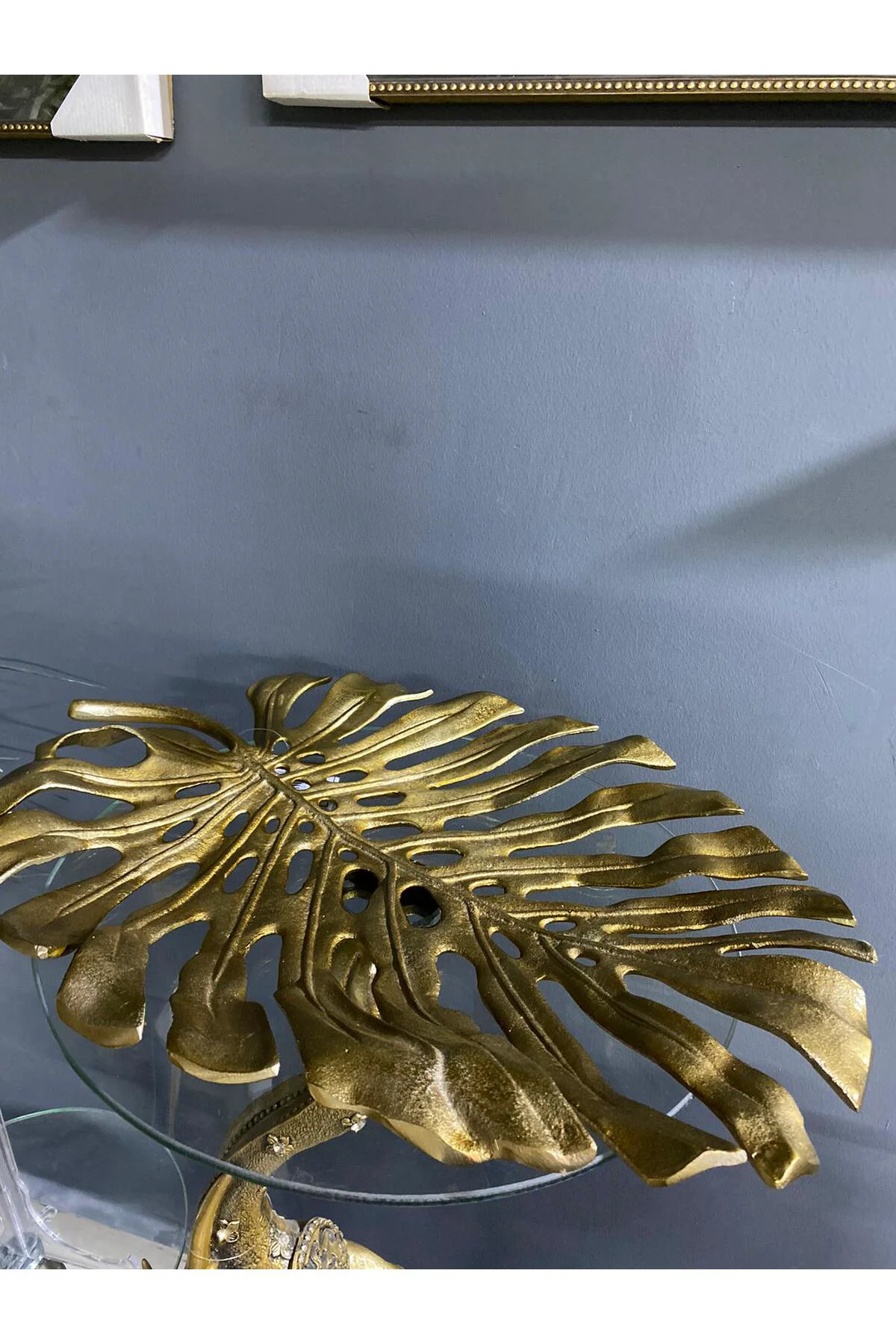 Metal Dekoratif Gold Döküm Yaprak Kase