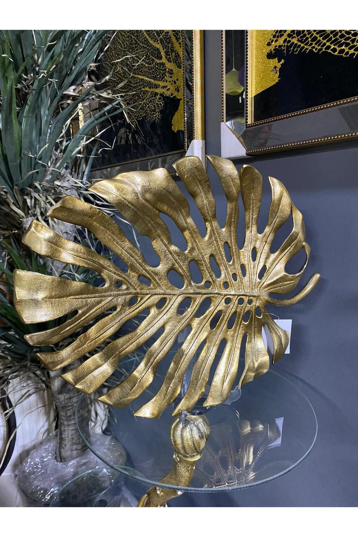 Metal Dekoratif Gold Döküm Yaprak Kase