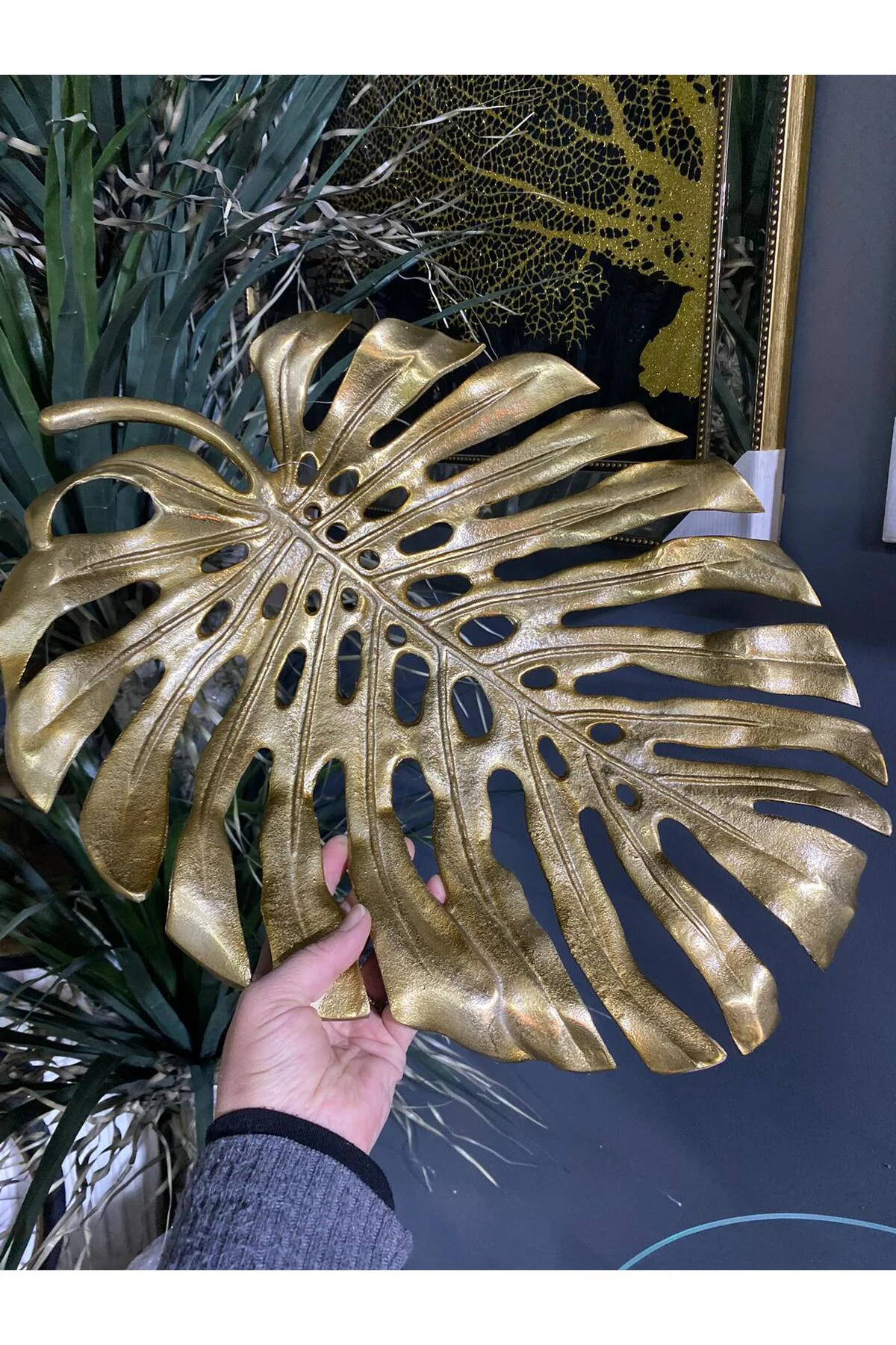 Metal Dekoratif Gold Döküm Yaprak Kase