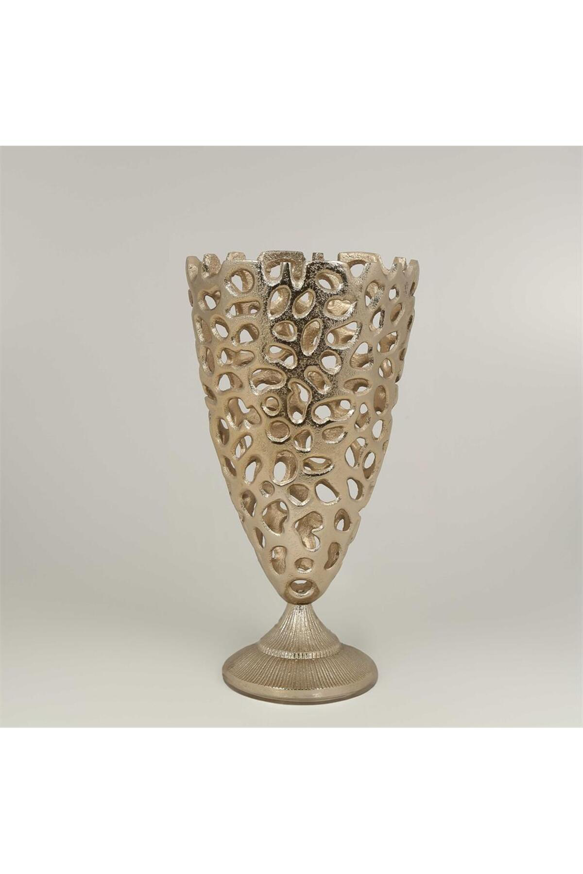 Vitale Metal Delikli Şampanya Vazo 11*17*32 Cm