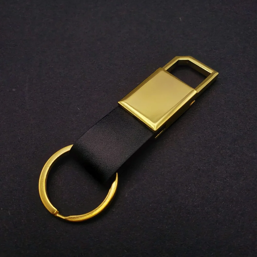 Metal Deri Anahtarlık Siyah Gold Metal Deri Anahtarlık Siyah Gold