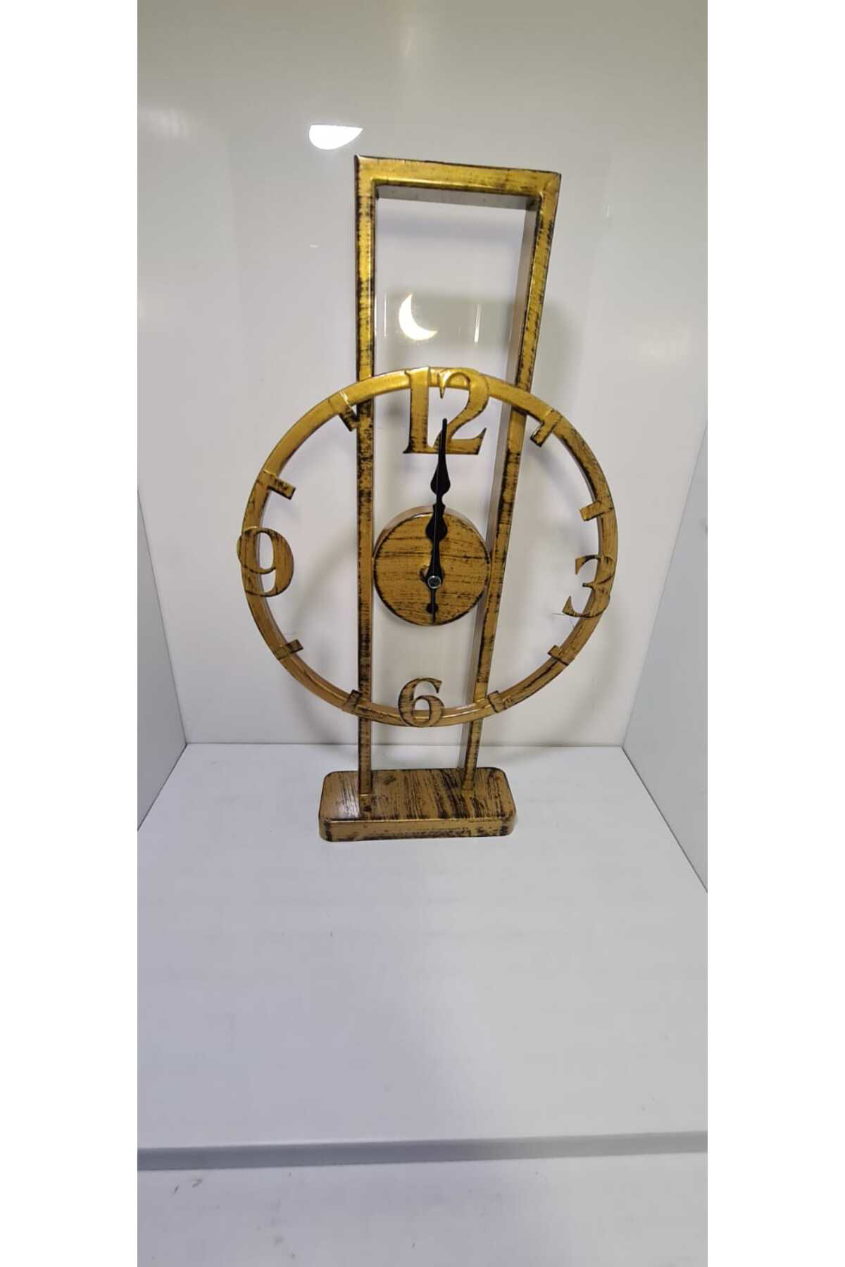 Elif Aksesuar Metal Dikdörtgen Masa Saati Gold 28,5*38Cm