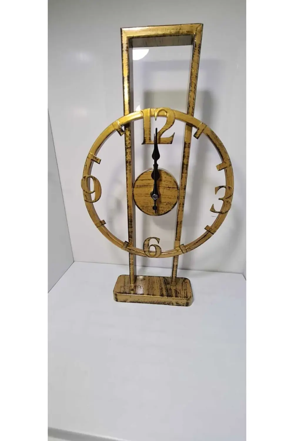 Metal Dikdörtgen Masa Saati Gold 28,5*38CM