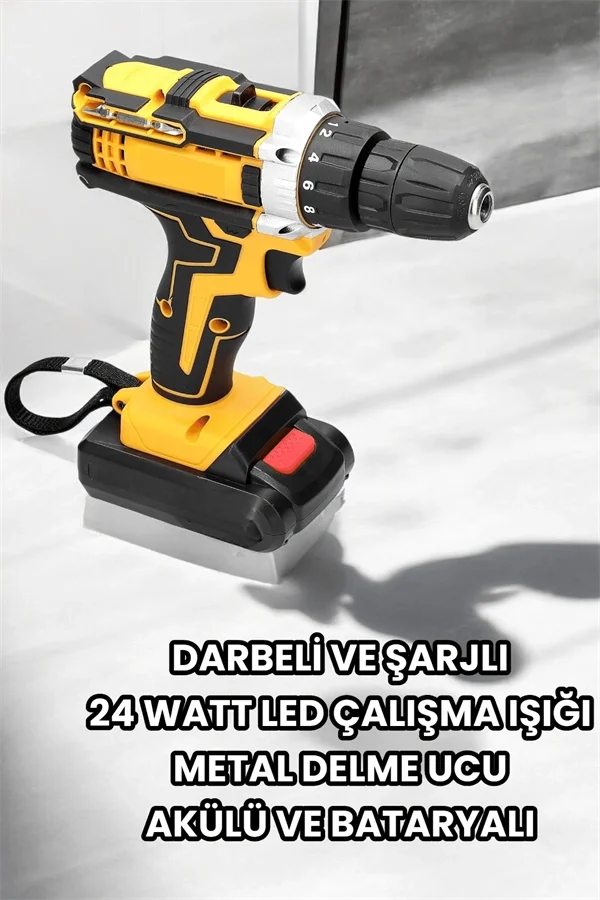 Metal Dişli 24W Akülü Matkap -Çift Bataryalı ve LED Çalışma Işığı ile Tam Set Fiyatı, Yorumları ve Özellikleri