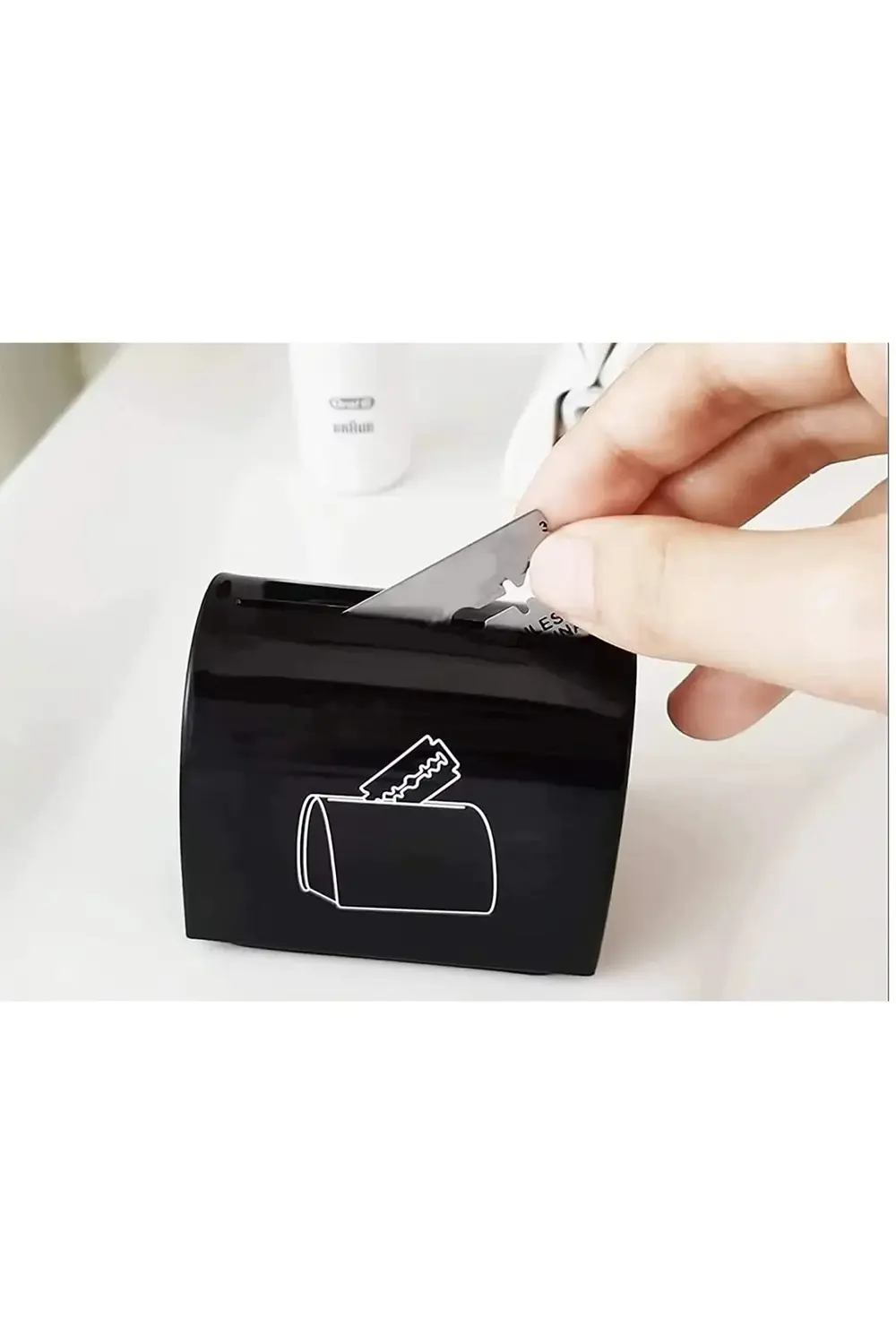 Metal Dizayn Jiletler Için Güvenli Saklama Siyah Atık Kutusu, Doğ Metal Dizayn Jiletler Için Güvenli Saklama Siyah Atık Kutusu, Doğ