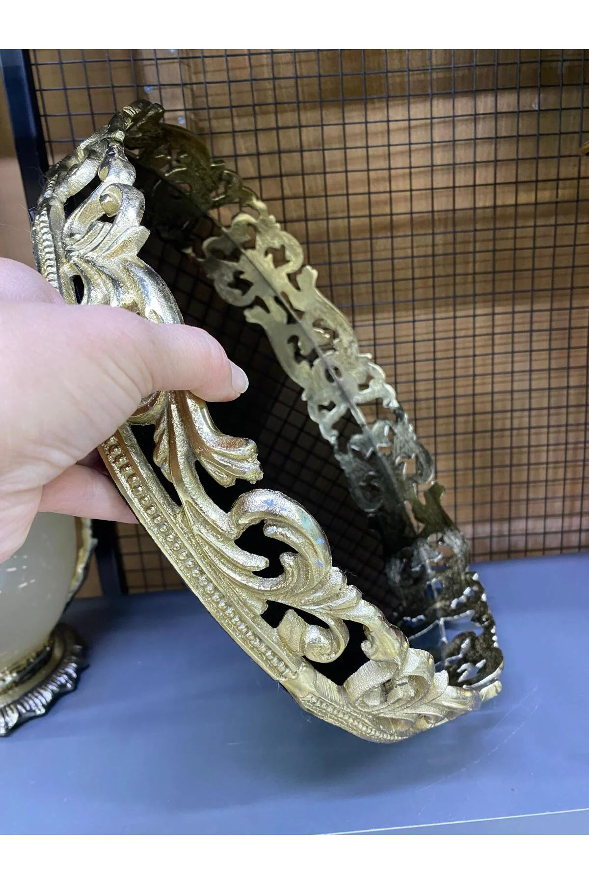 Metal Döküm Aynalı Tepsi 38*5cm - Görsel 2