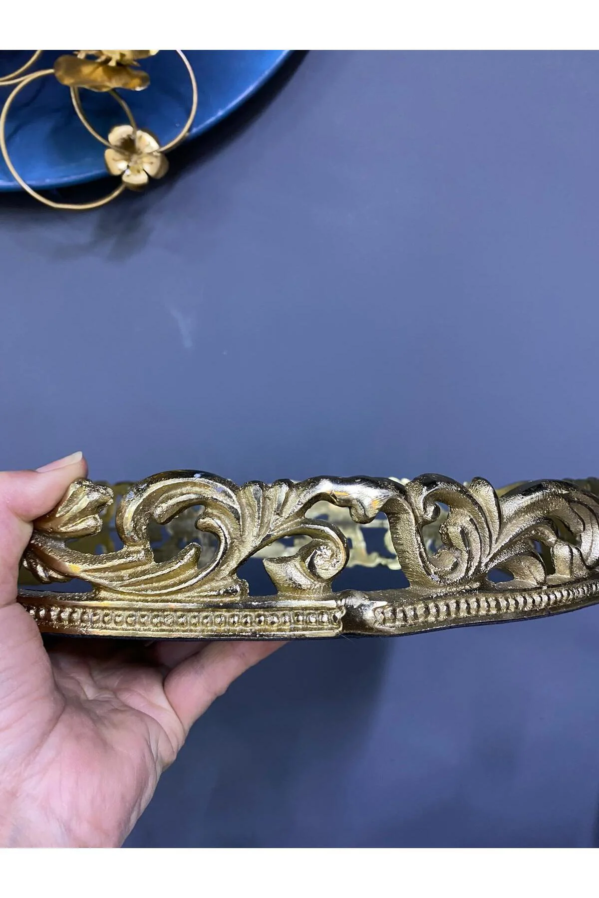 Metal Döküm Aynalı Tepsi 38*5cm - Görsel 4