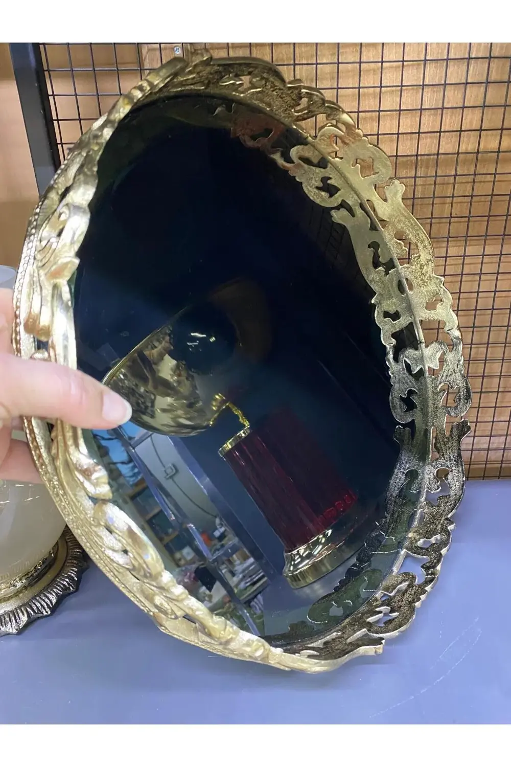 Metal Döküm Aynalı Tepsi 38*5cm