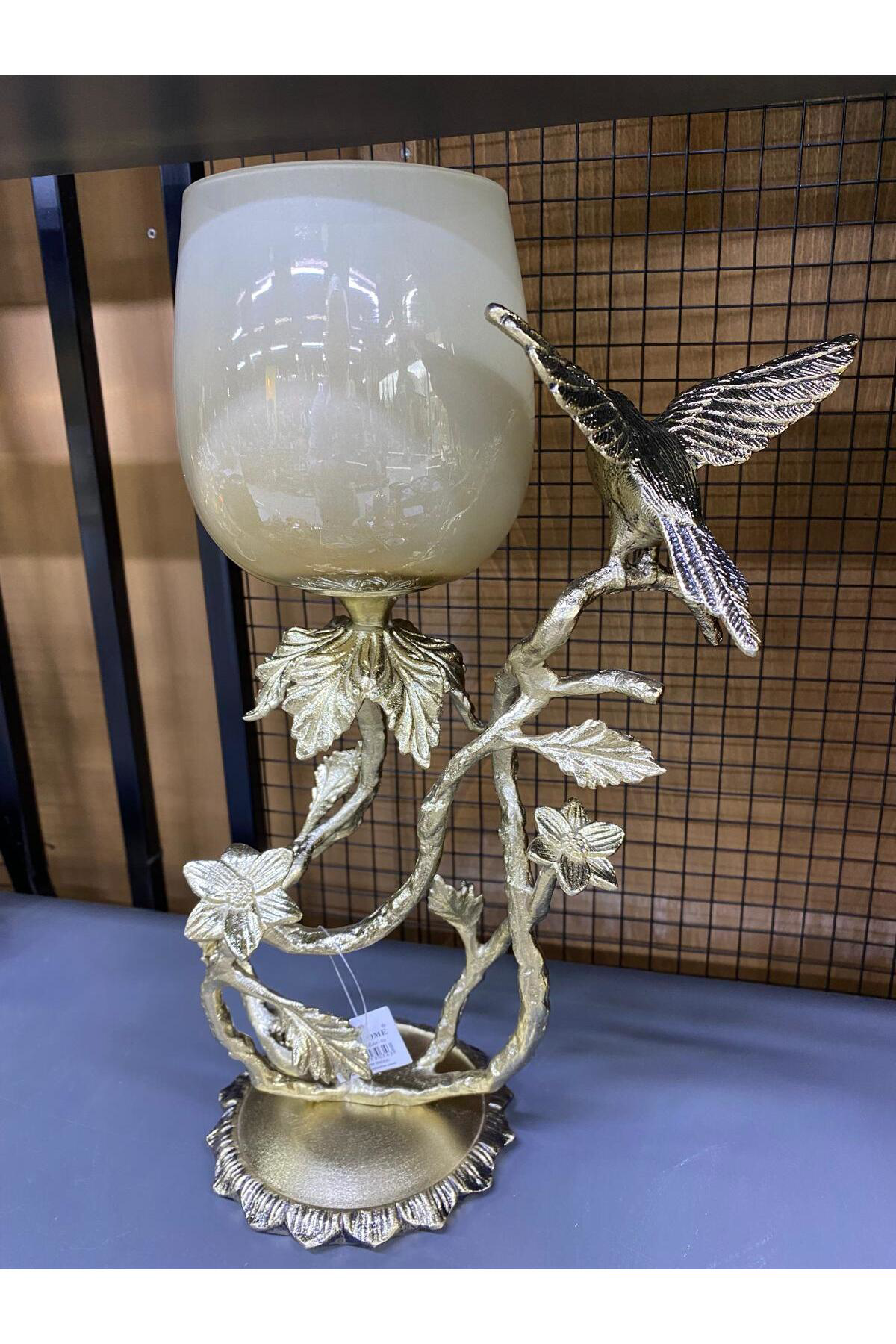 Elif Aksesuar Metal Döküm Kuş Figürlü Şamdan 42*20Cm