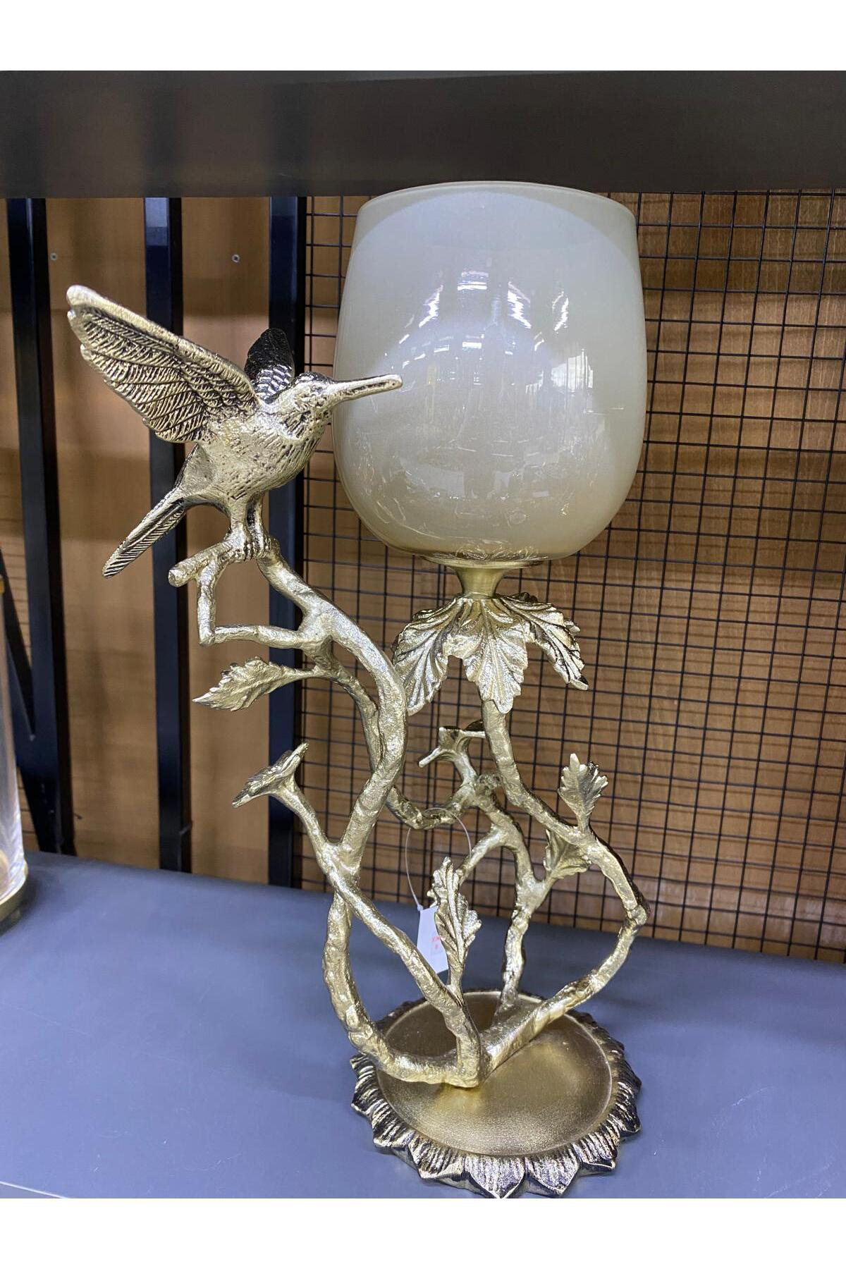 Elif Aksesuar Metal Döküm Kuş Figürlü Şamdan 42*20Cm