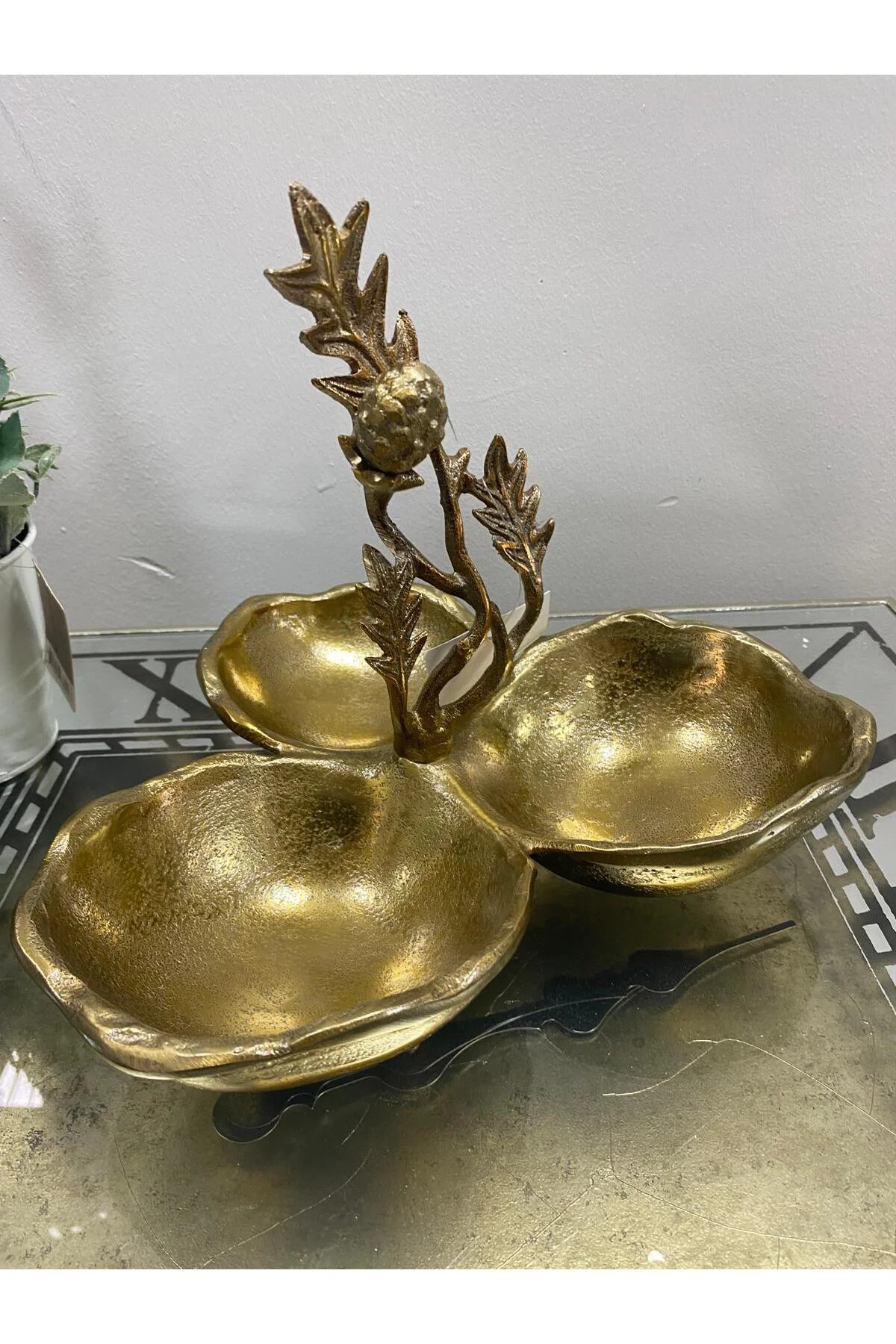 Metal Döküm Royal 3 Lü Sunumluk Çerezlik Şekerlik 25*23*22cm