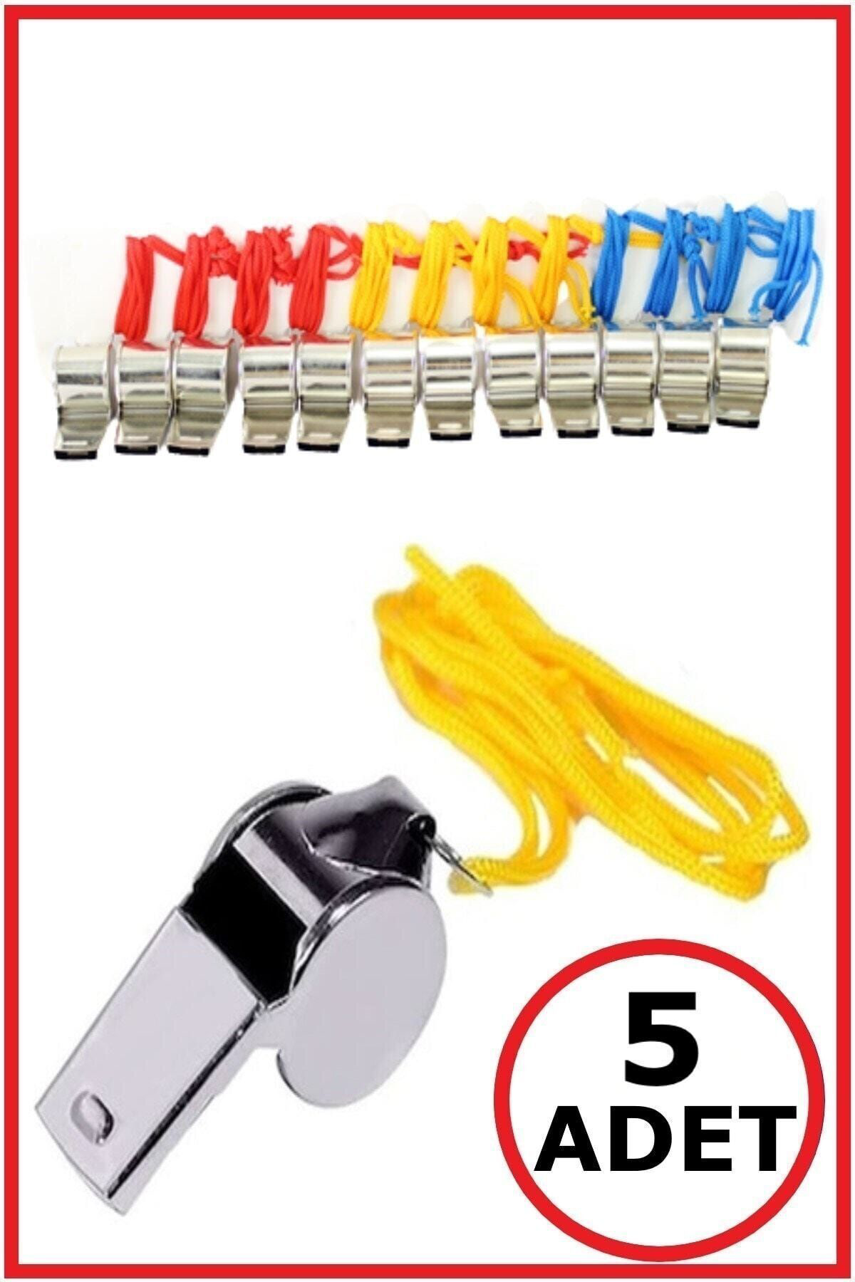 Muçis Metal Düdük Renkli İpli Deprem Düdüğü 5 Adet