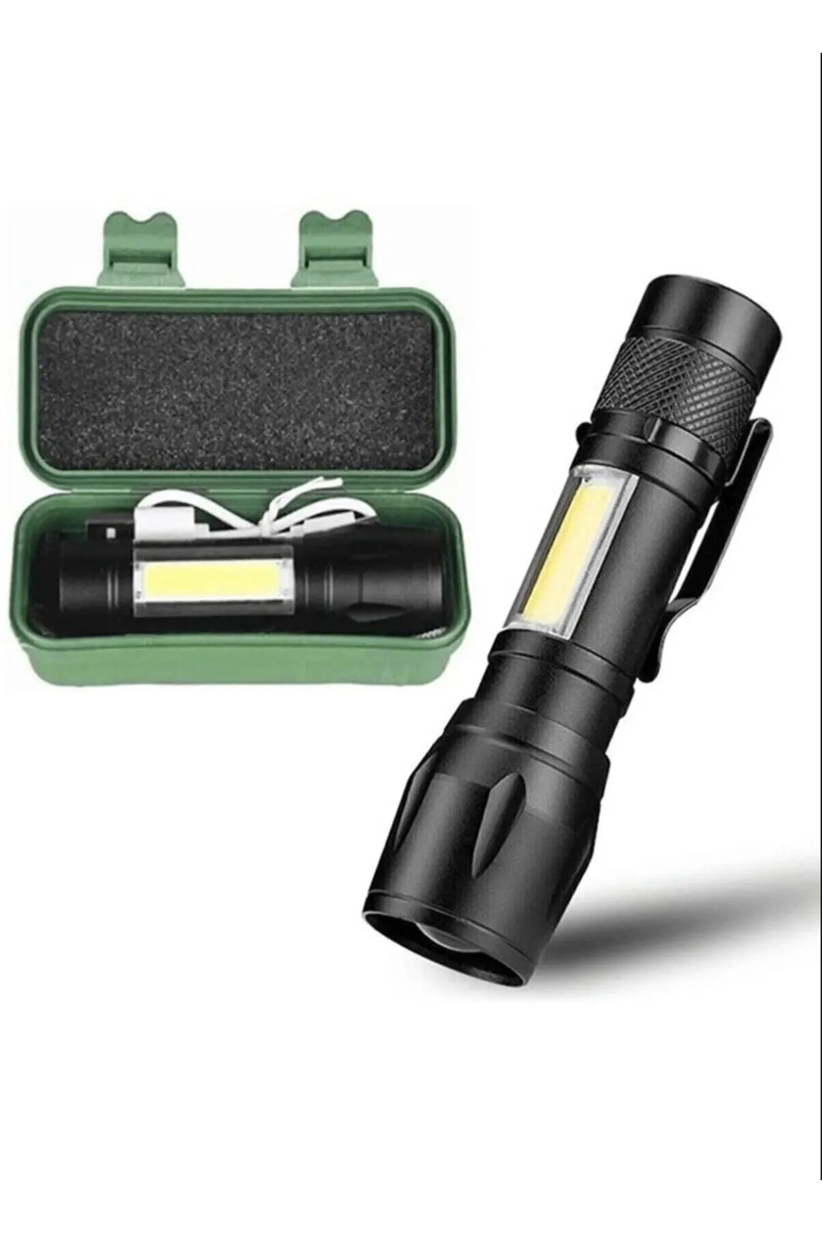 Metal El Feneri Ultra Güçlü Usb Şarjlı 2500 Lumen 5w Cob Led Avcı