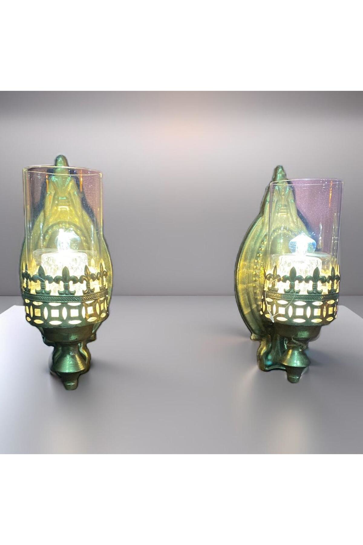 Elif Aksesuar Metal Gold 2Li Duvar Şamdanı