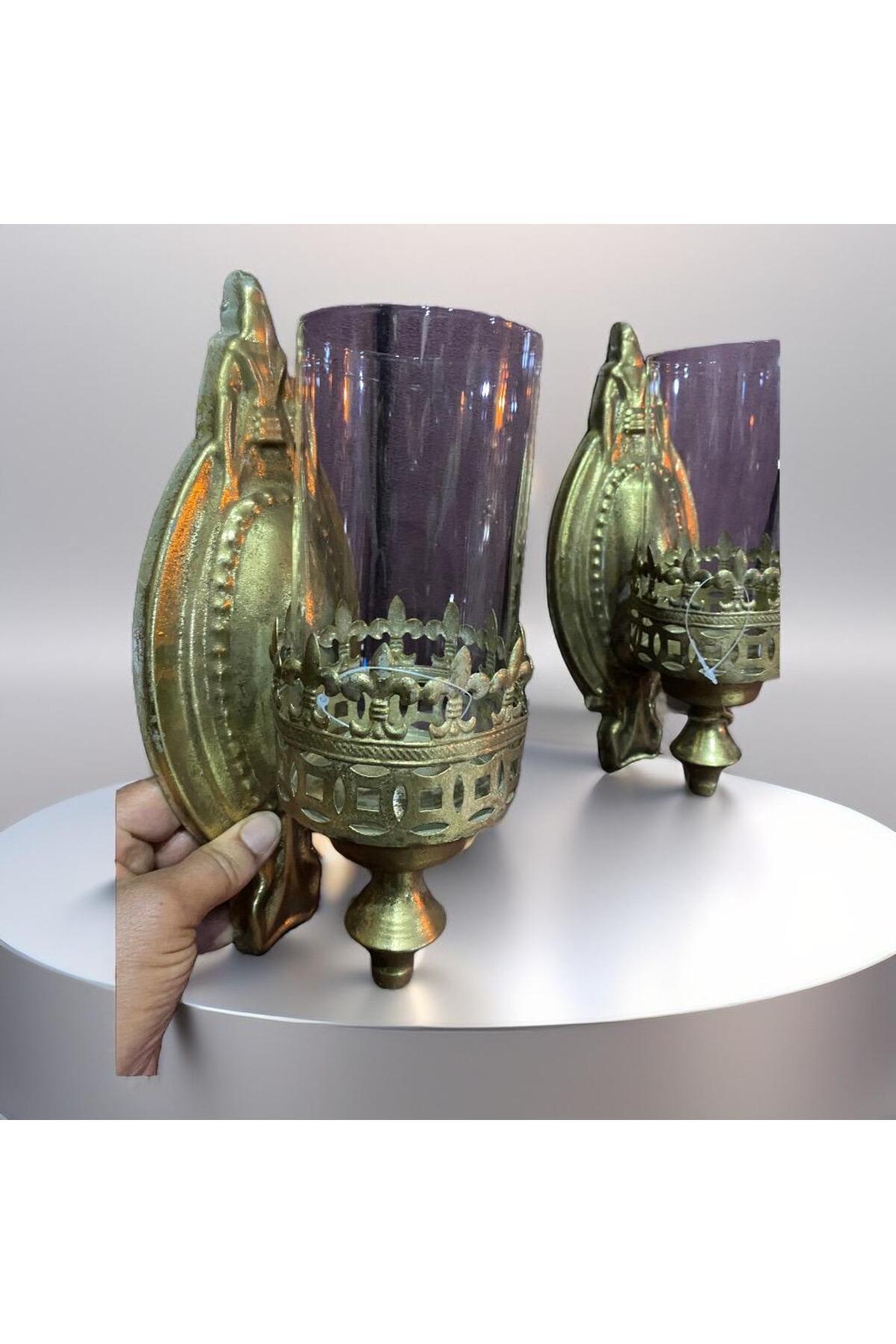 Elif Aksesuar Metal Gold 2Li Duvar Şamdanı