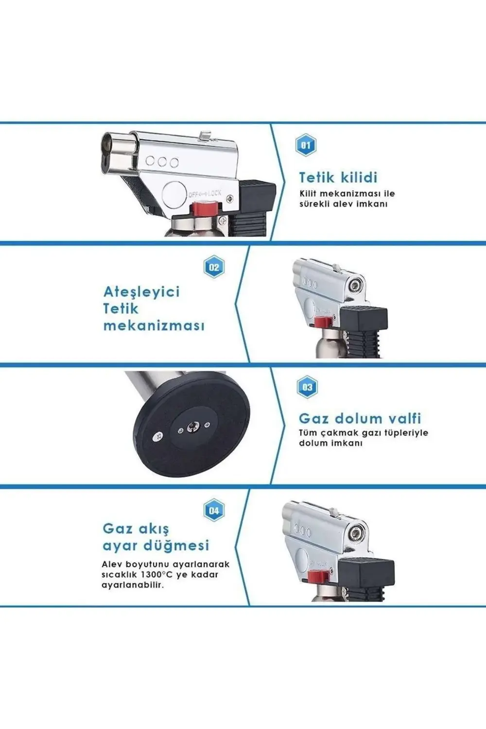 Metal Gövdeli Dolduralabilir Profesyonel Pürmüz Çakmak Jet