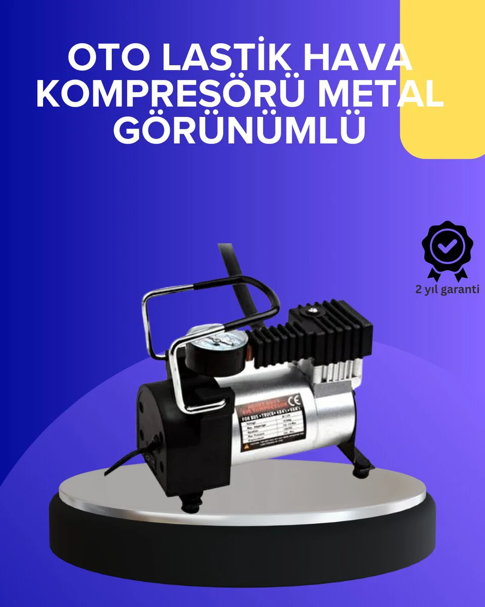 Metal Gövdeli Oto Lastik Hava Kompresörü 12V 140 PSI - Hızlı Şişirme