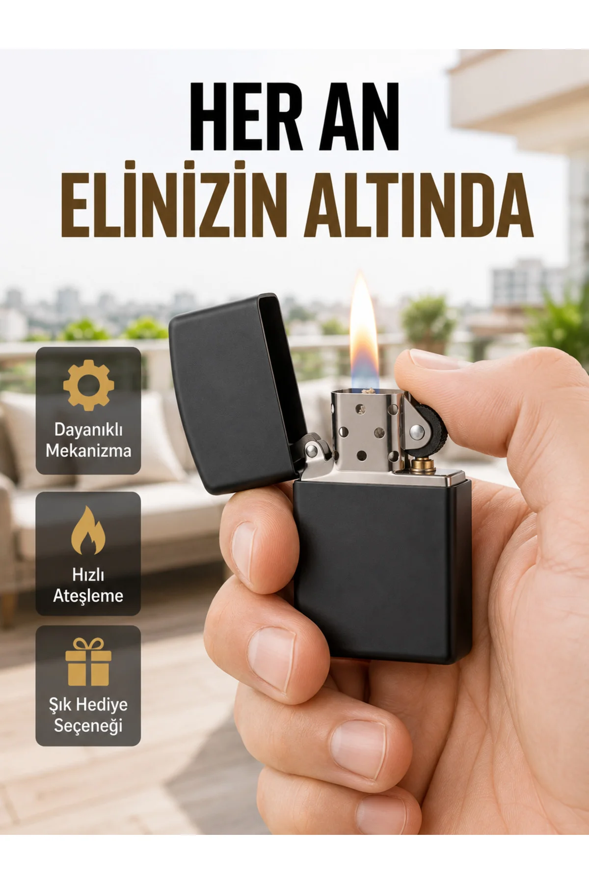 Metal Gövdeli Tasarım Çakmak Mat Yüzeyli Ve Ergonomik Tutma Özellikli Metal Gövdeli Tasarım Çakmak Mat Yüzeyli Ve Ergonomik Tutma Özellikli