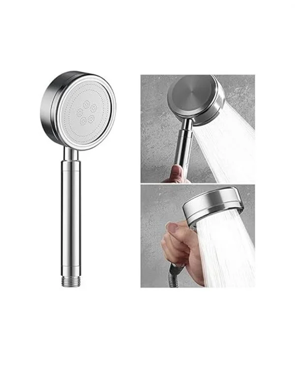 Metal Hortum Bağlantılı 360° Hareketli Duş Başlığı - Paslanmaz Çelik, 3 Modlu, Su Tasarrufu