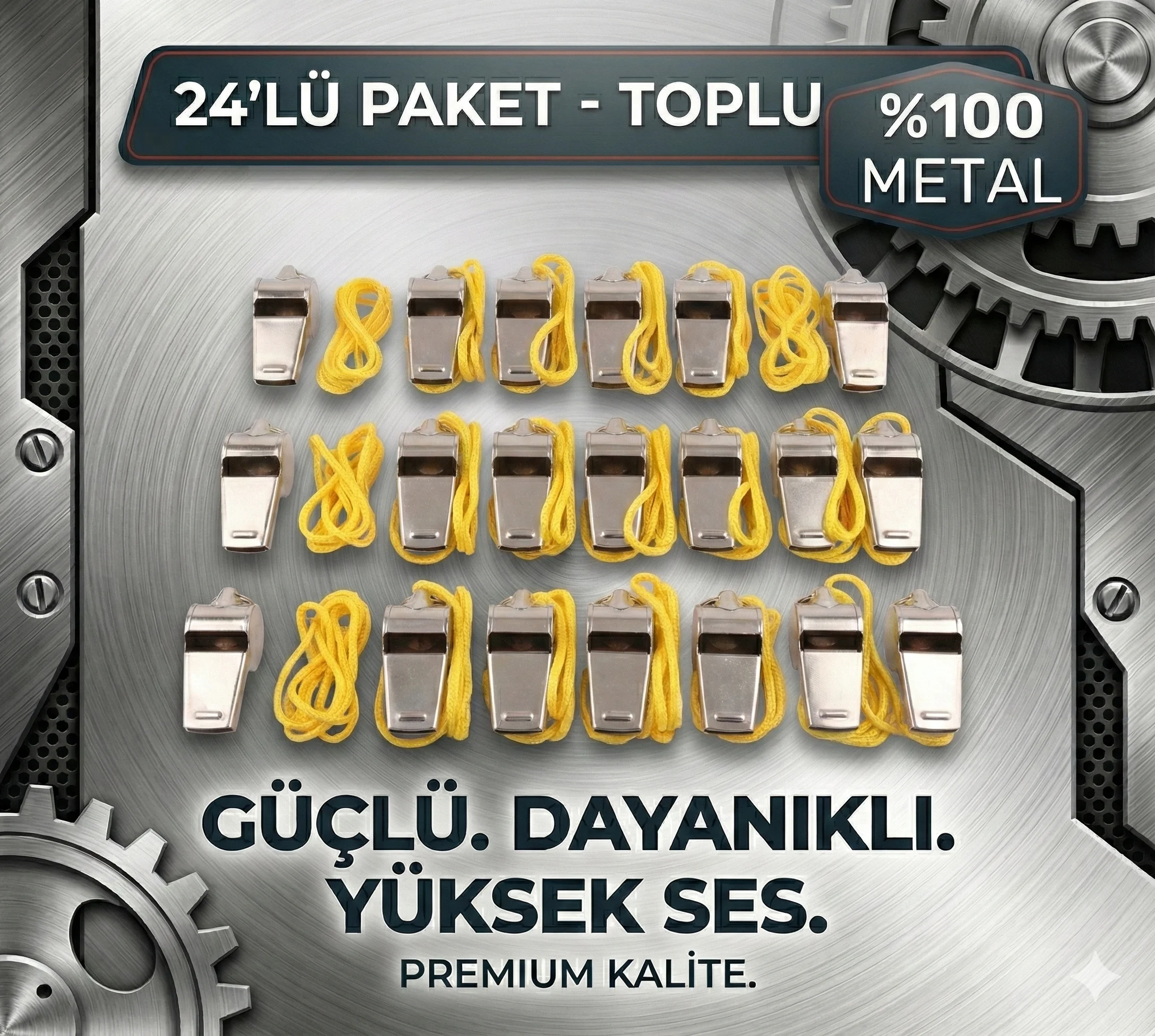 Metal Ipli Hakem ve Deprem Düdüğü (24'lü)