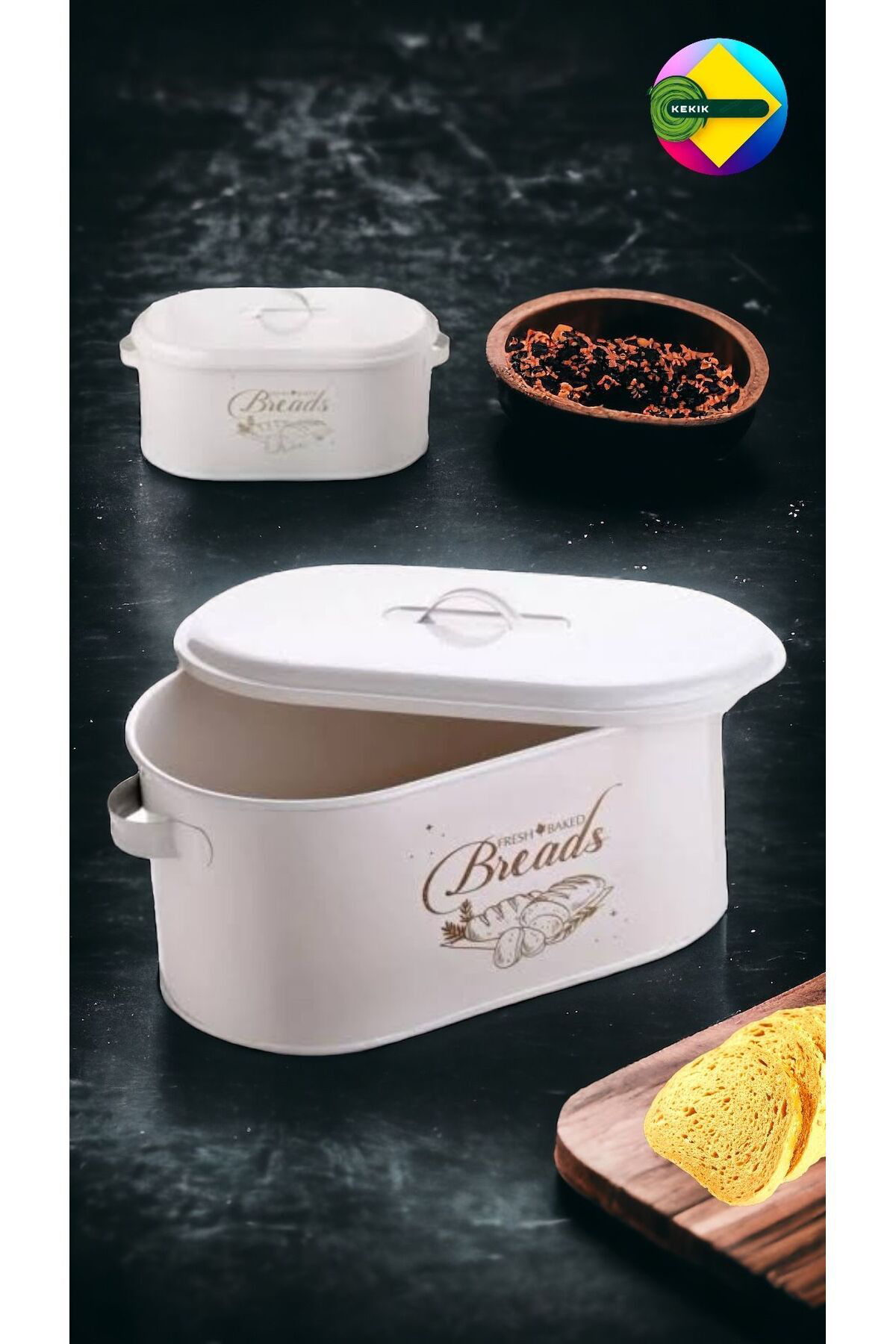 Kekikdükkan Metal Kapakli Ekmek Kutusu