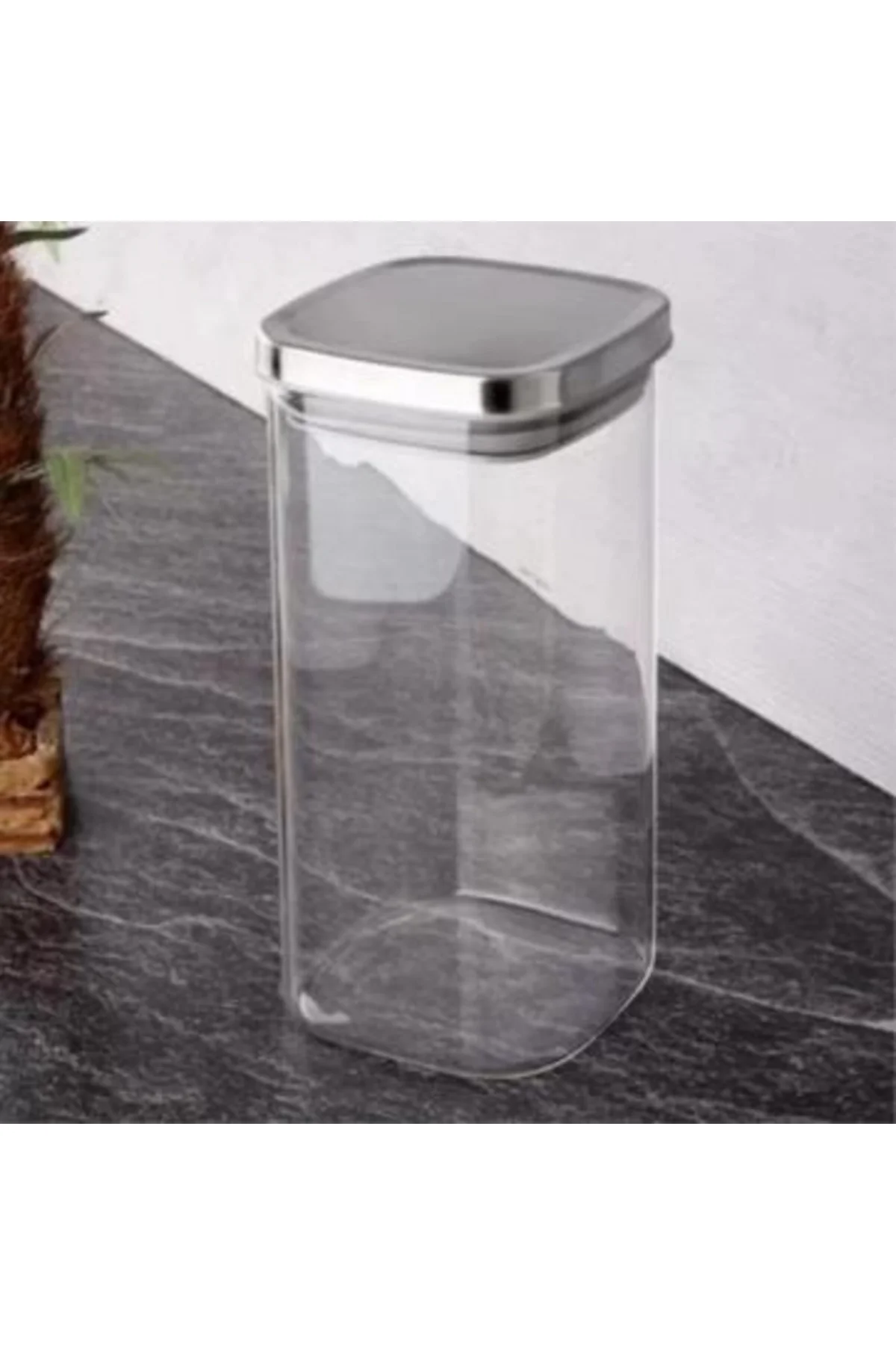 Metal Kapaklı Kare Cam Kavanoz 600 ml 1 Adet