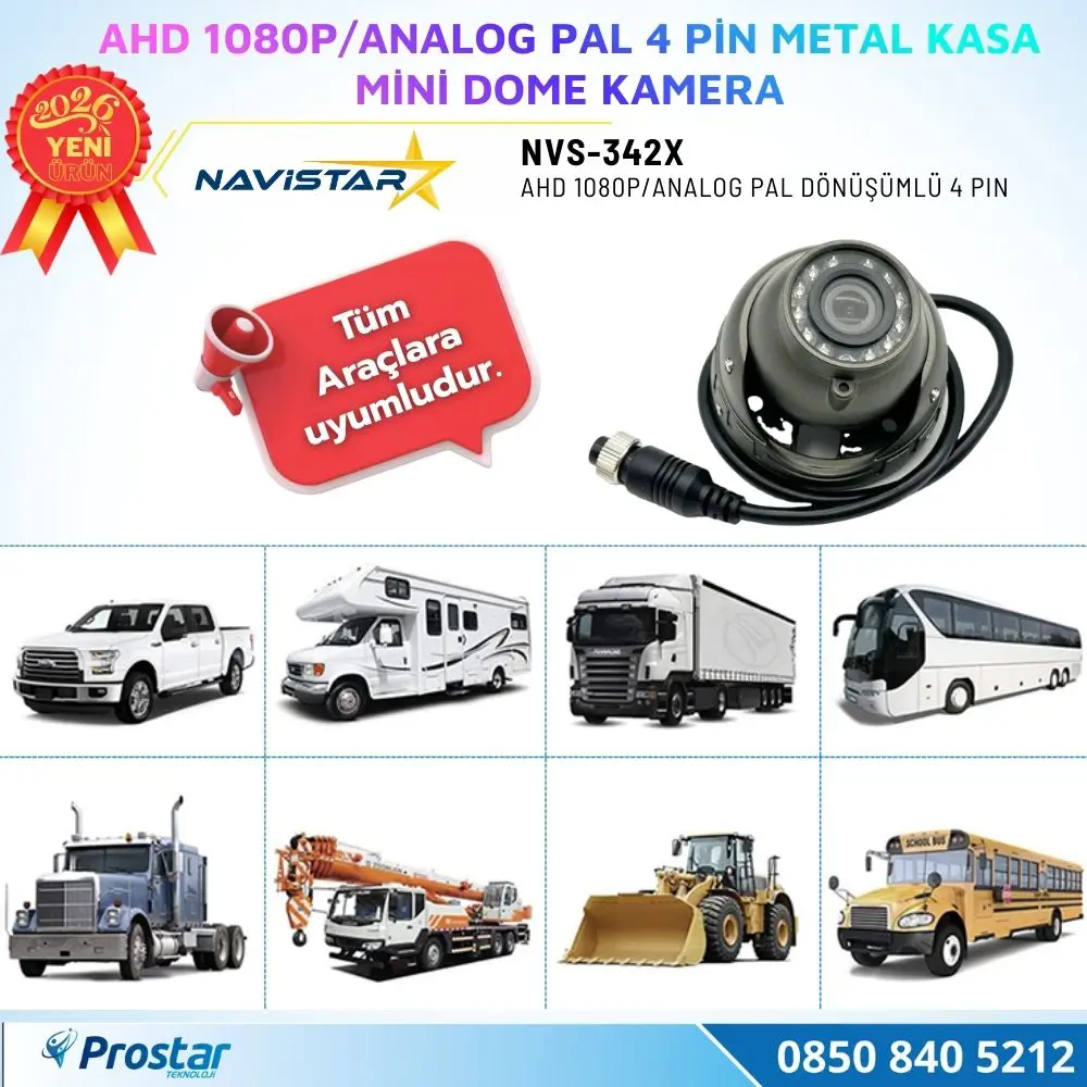 Metal Kasa AHD 1080P/Analog Pal Mini Dome Araç Kamerası 4 Pin Avi