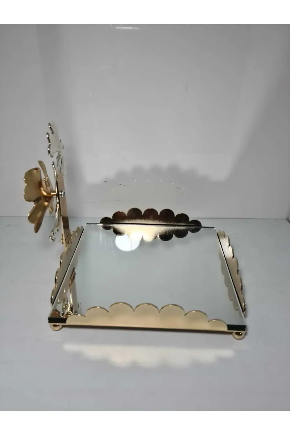 Metal Kelebekli Aynalı Gold Peçetelik