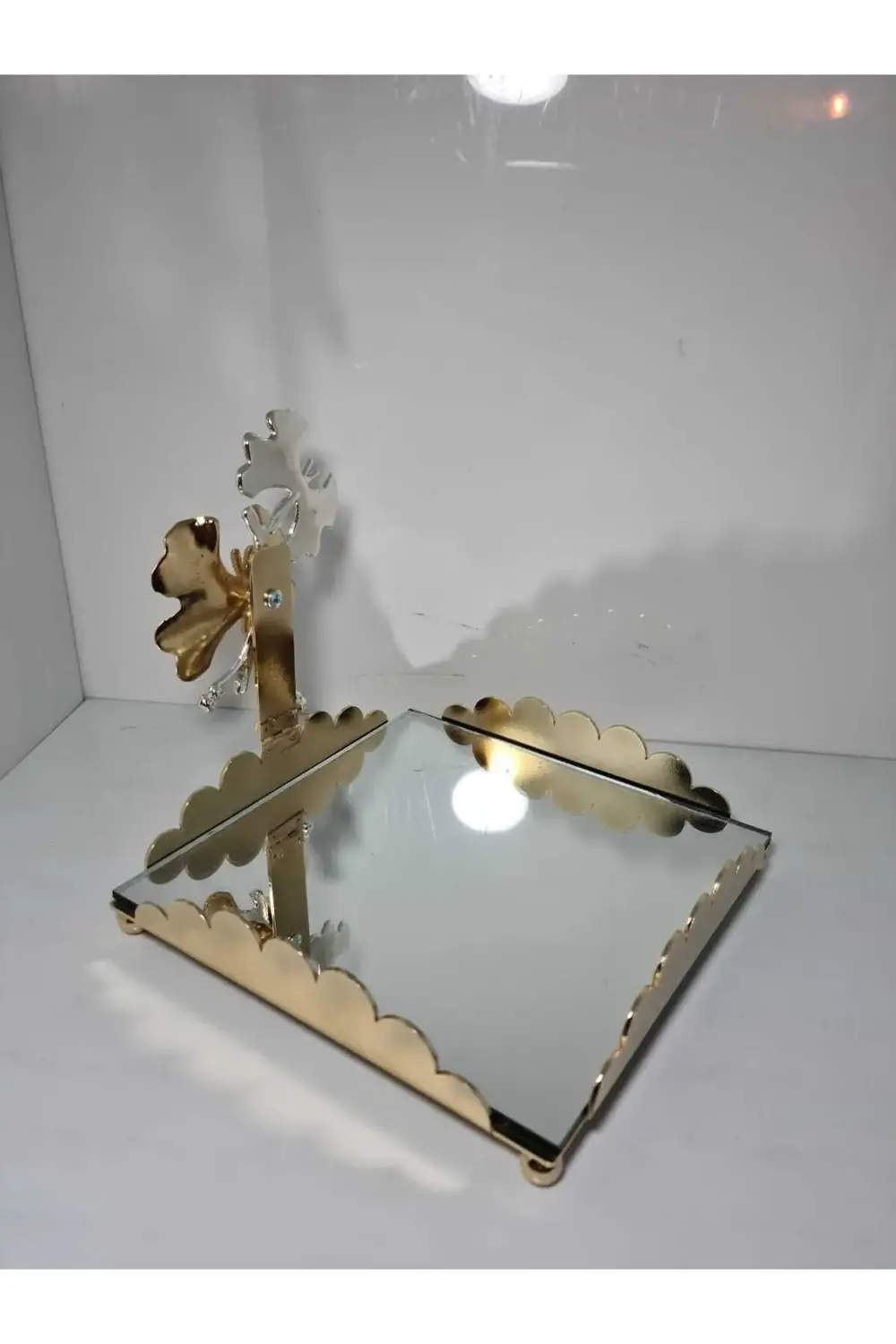 Metal Kelebekli Aynalı Gold Peçetelik