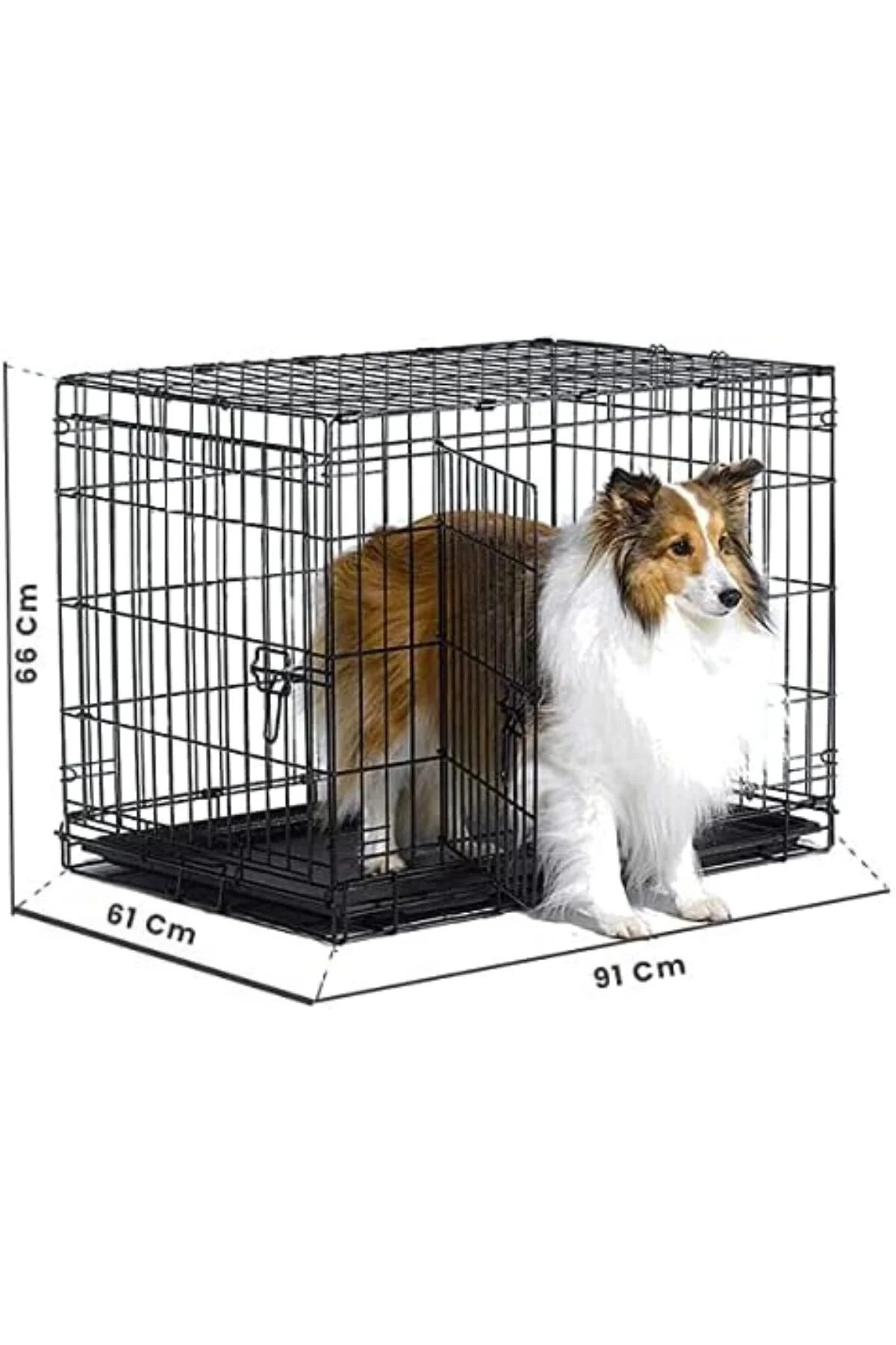 Metal Köpek Kafesi 91x61x66 Cm Siyah