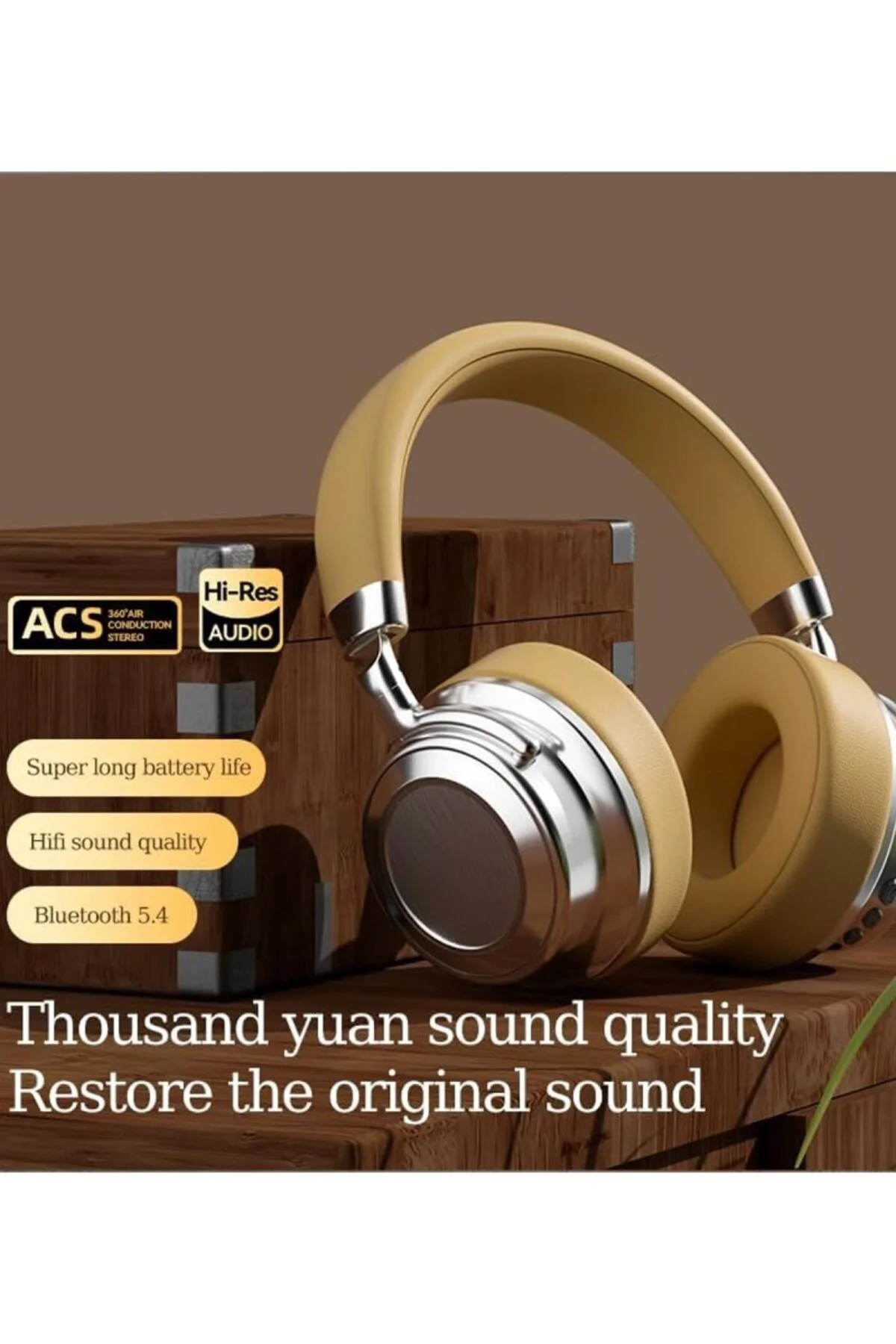Metal Kulak Üstü Kablosuz Bluetooth Kulaklık Hybrid Anc Type-c Hızlı Şarj Bluetooth 6.0
