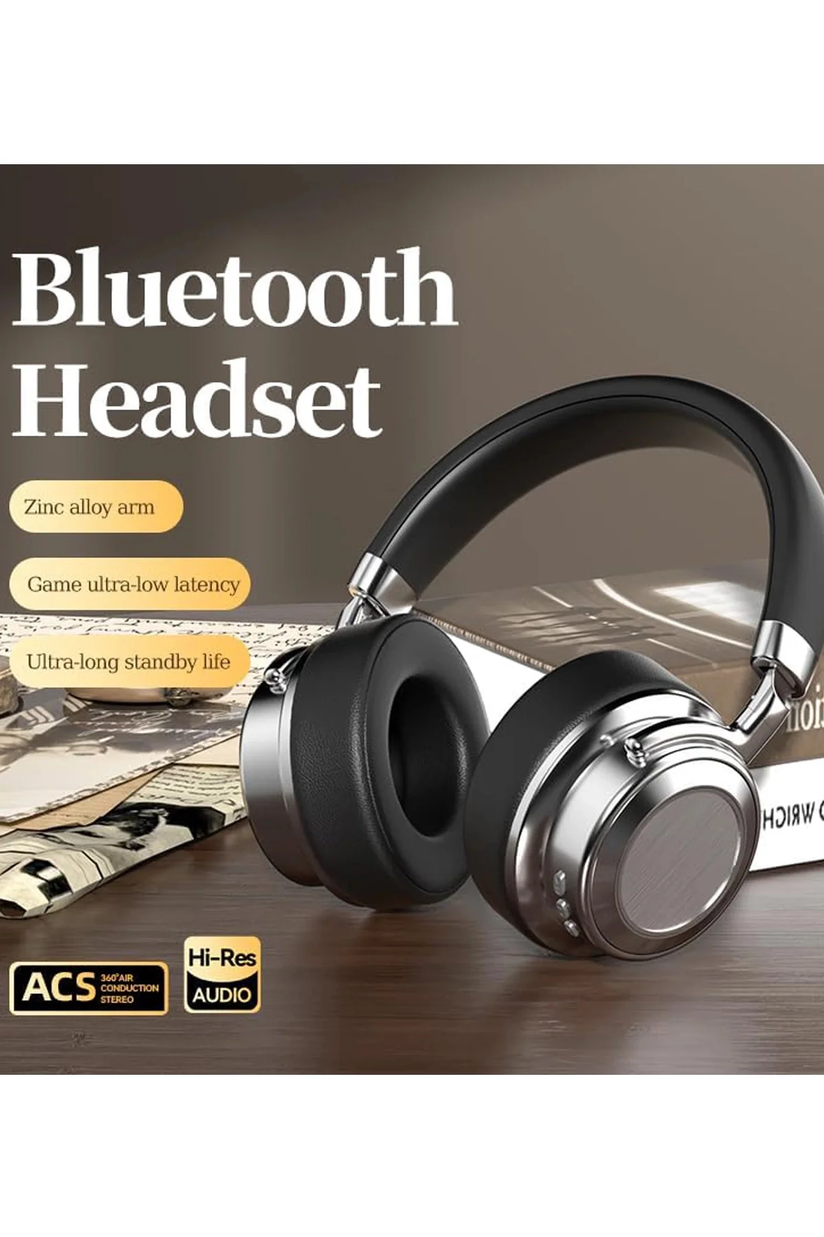 Metal Kulak Üstü Kablosuz Bluetooth Kulaklık Hybrid Anc Type-c Hı