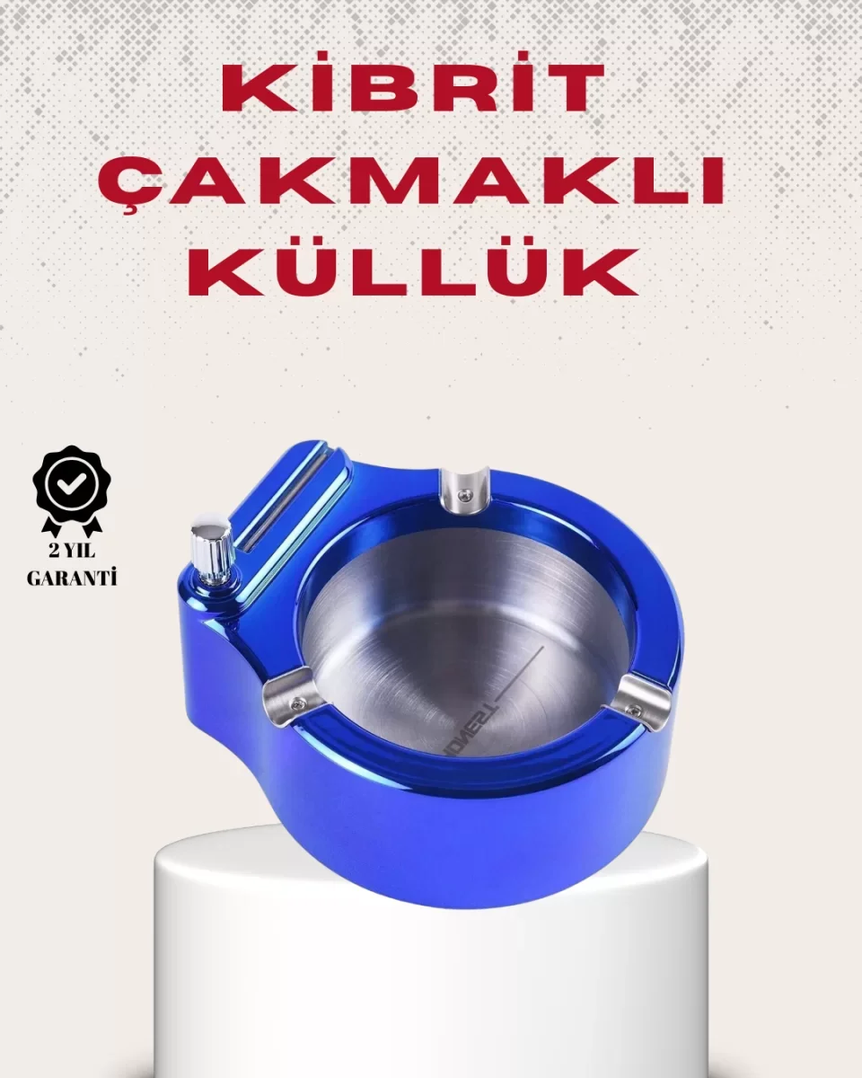 Metal Küllük ve Çakmak Seti Yuvarlak Modern Tasarım - Lisinya