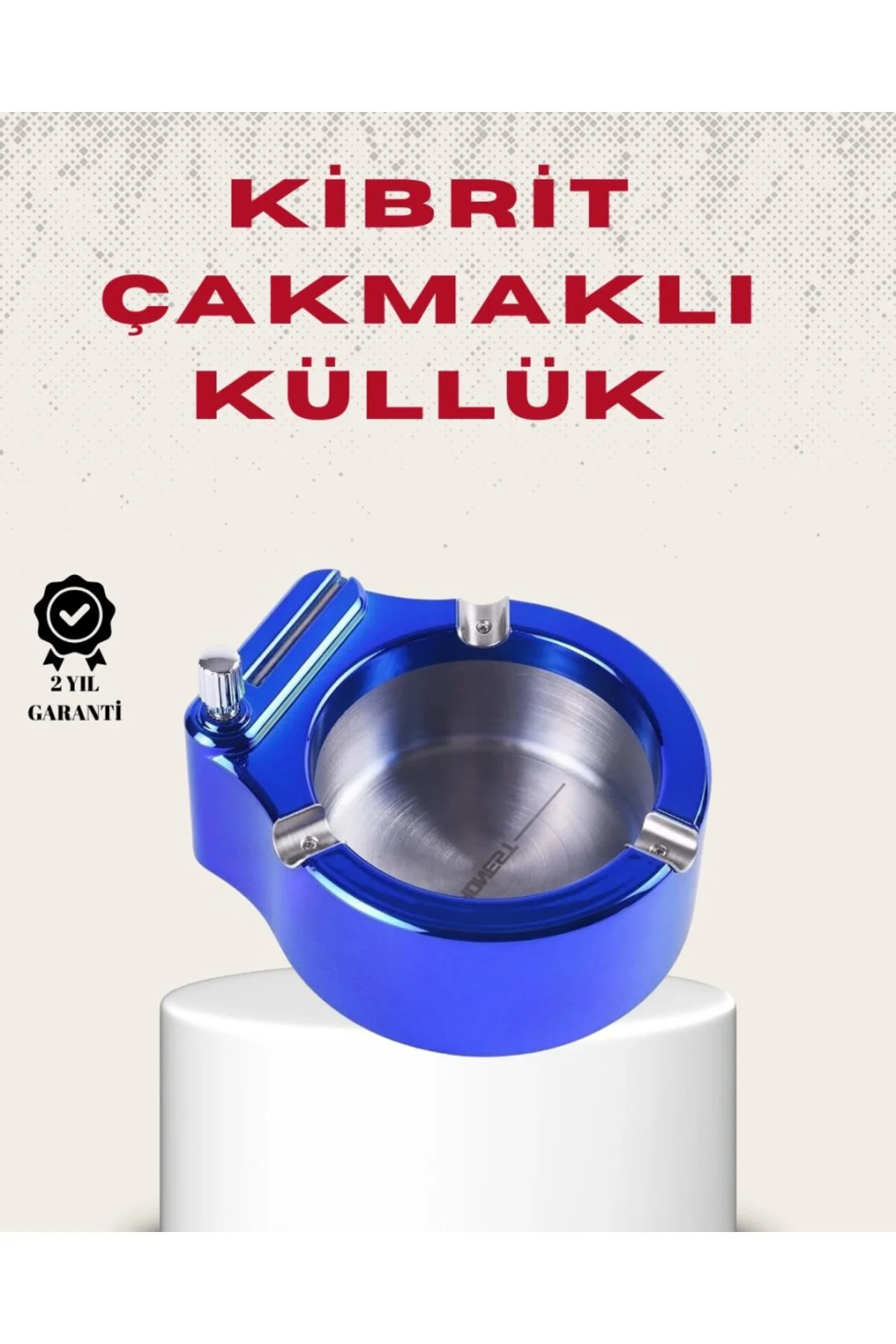 Metal Küllük Ve Çakmak Seti Yuvarlak Modern Tasarım