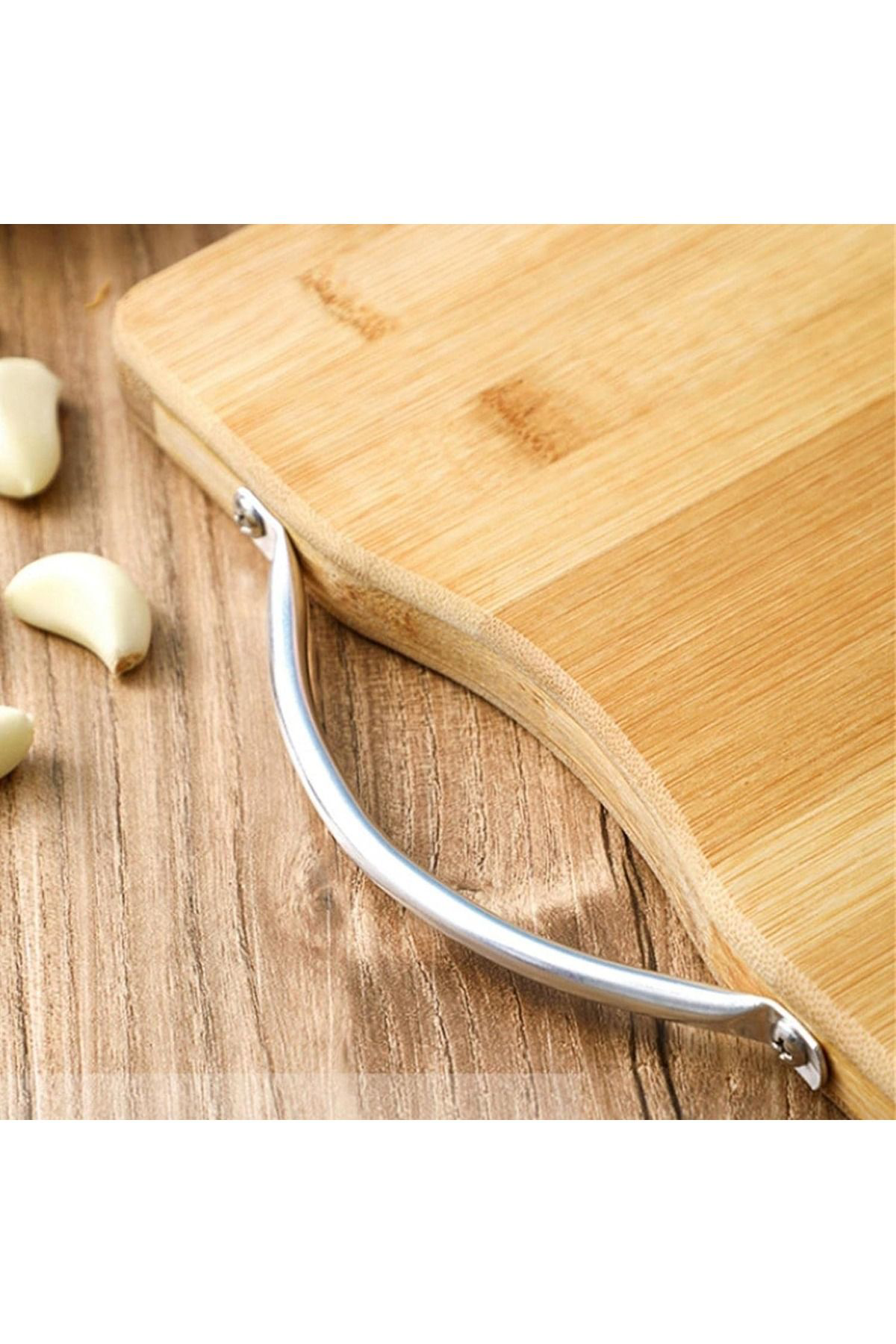 Elif Aksesuar Metal Kulplu Bambu Kesim Tahtası Küçük Boy