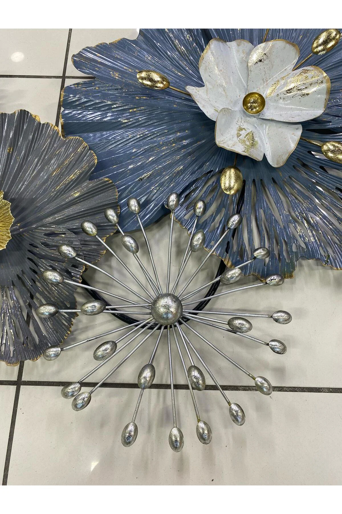 Metal Lotus Çiçek Duvar Dekoru 130*65cm