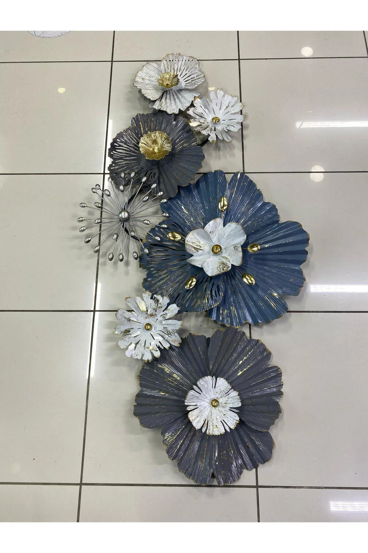 Metal Lotus Çiçek Duvar Dekoru 130*65cm