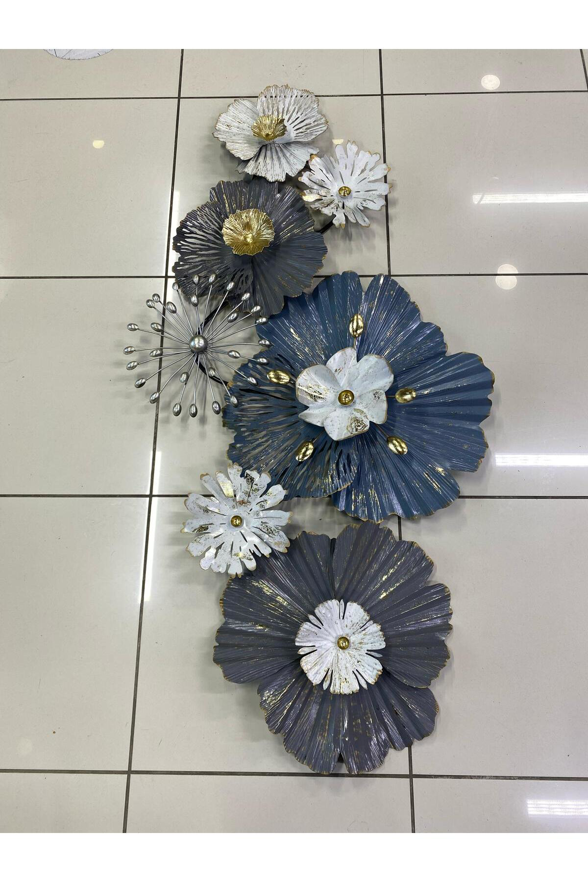 Elif Aksesuar Metal Lotus Çiçek Duvar Dekoru 130*65Cm