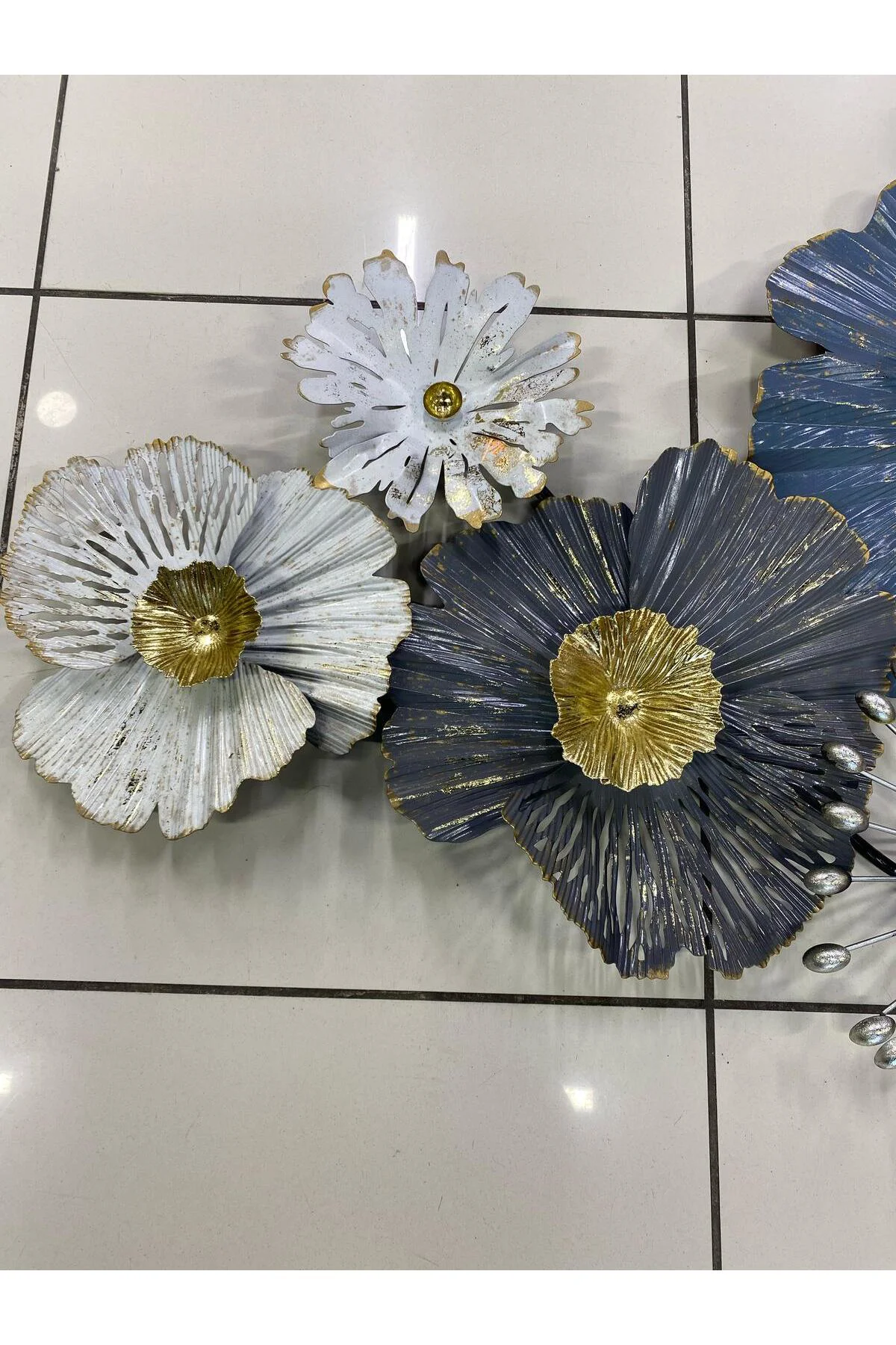 Metal Lotus Çiçek Duvar Dekoru 130*65cm