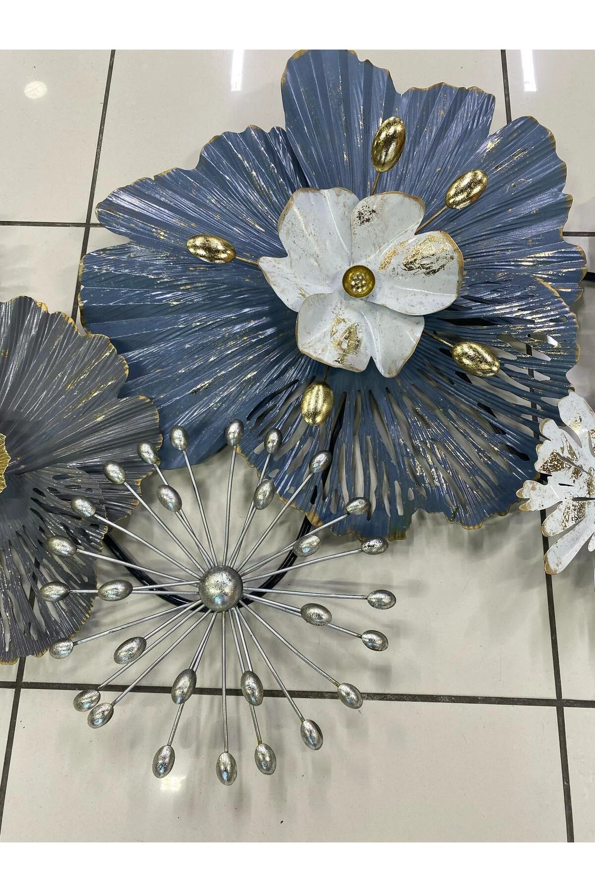 Metal Lotus Çiçek Duvar Dekoru 130*65cm