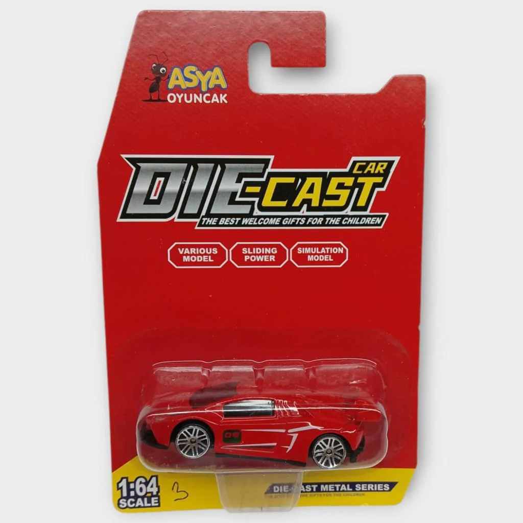 Metal Mini Arabalar  8 cm - Kırmızı - 3 - 1 ADET