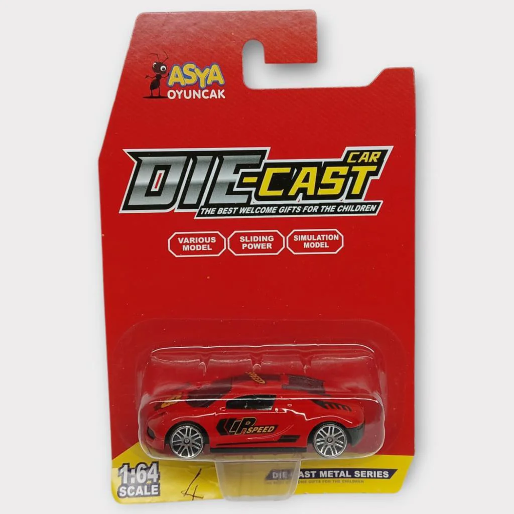 Metal Mini Arabalar  8 cm - Kırmızı - 4 - 1 ADET