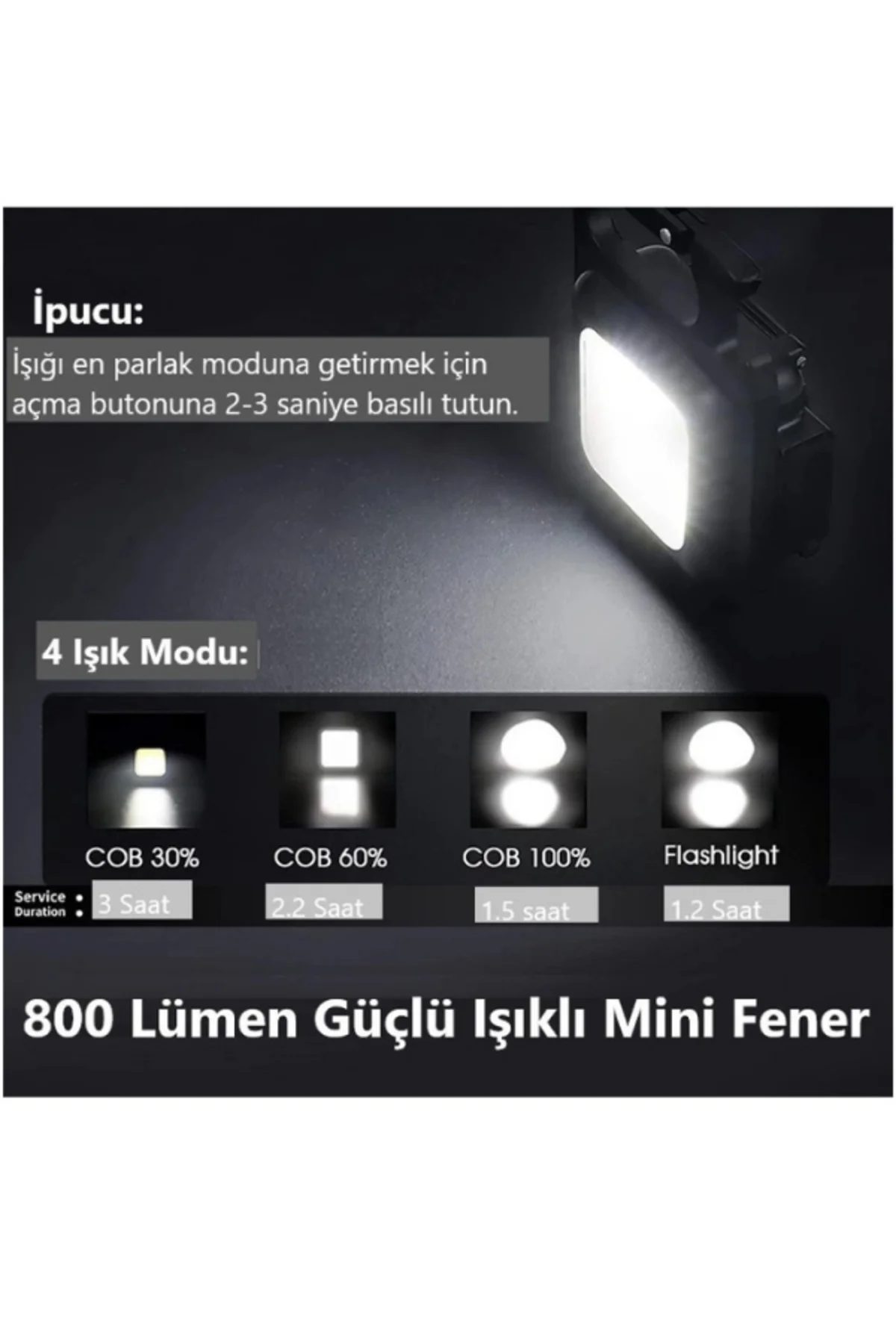 Metal Mini Led El Feneri Anahtarlık Su Geçirmez Mıknatıslı Şişe A