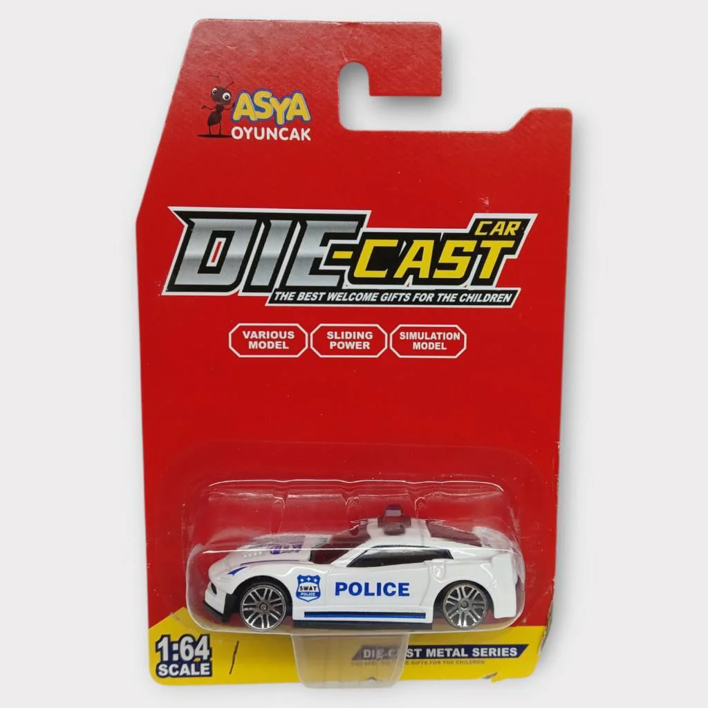 Metal Mini Polis Arabası  8 cm - Polis - 1 - 1 ADET