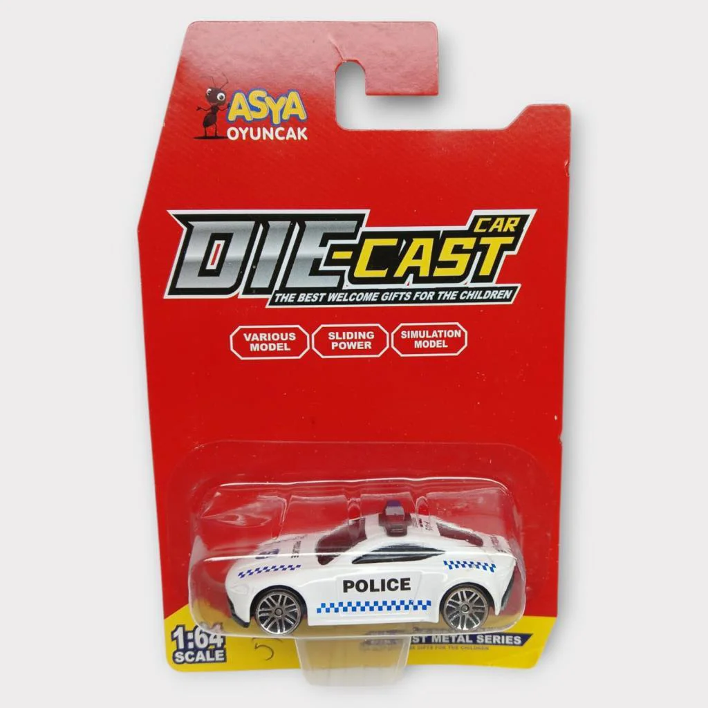 Metal Mini Polis Arabası  8 cm - Polis - 5 - 1 ADET